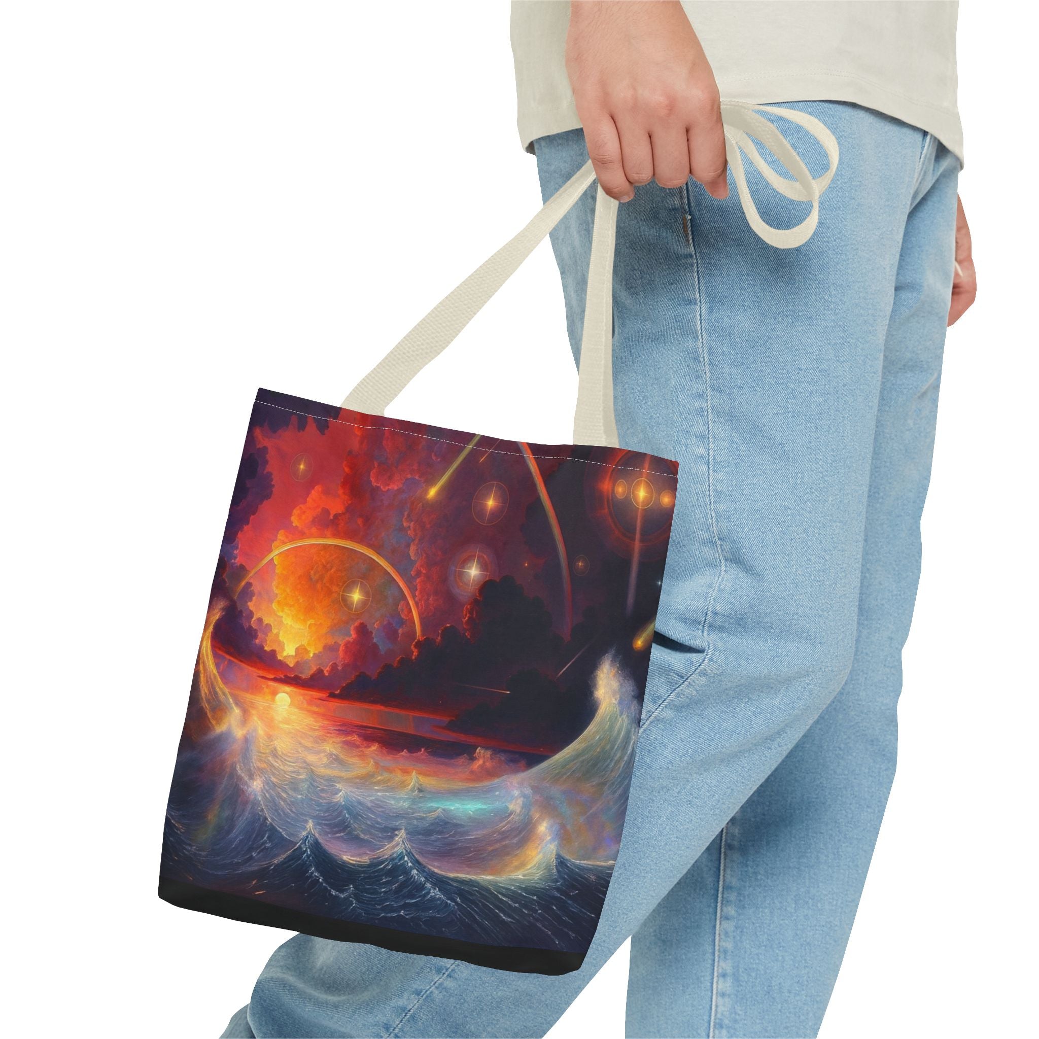 “Celestial Tides” – Cosmic Chaos x Ocean Calm Tote
