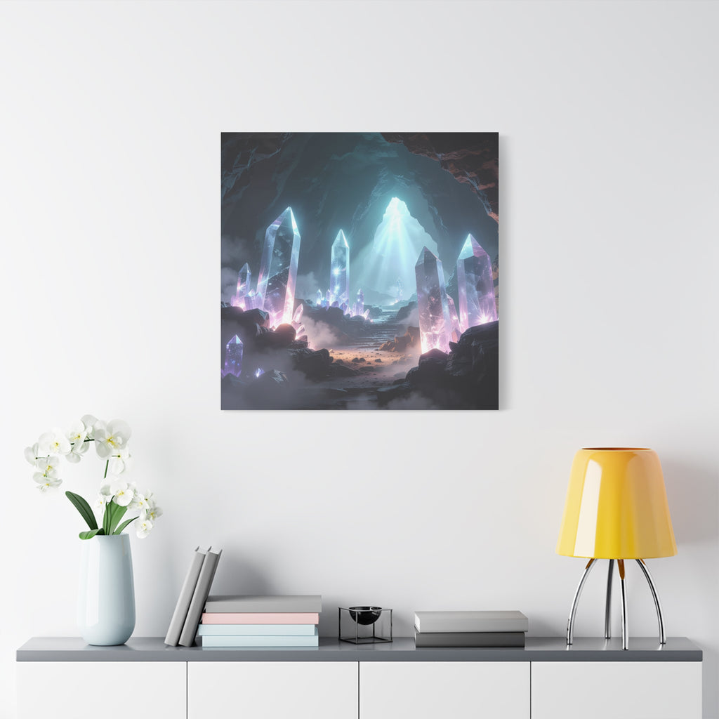 Crystal Reverie: Luminous Cavern Dreamscape, Ethereal Digital Fantasy Art - L’Art Suprême Canvas