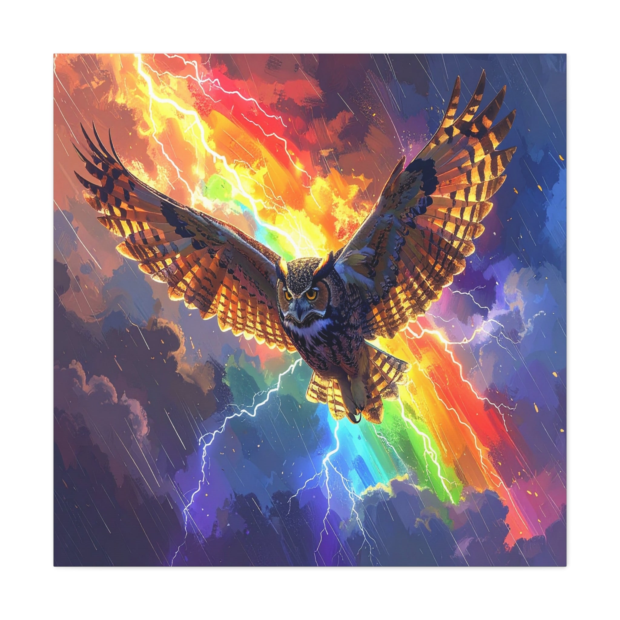 Thunder Spirit: Elemental Owl Ascension, Digital Fantasy Artwork - L’Art Suprême Canvas