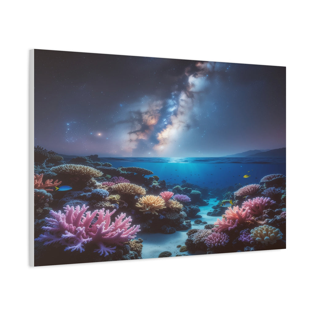 Cosmic Reef Harmony: Underwater Seascape Panorama, Milky Way Marine Dreamscape - L’Art Suprême Canvas