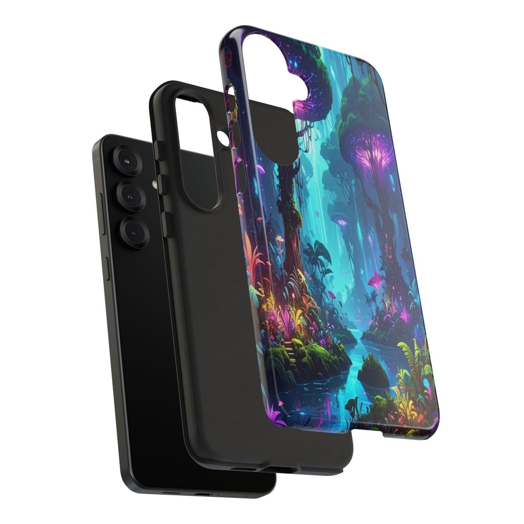 Bioluminescent Dreamscape: Ethereal Forest Fantasy, Digital Luminescence Illustration - L’Art Suprême Phone Case