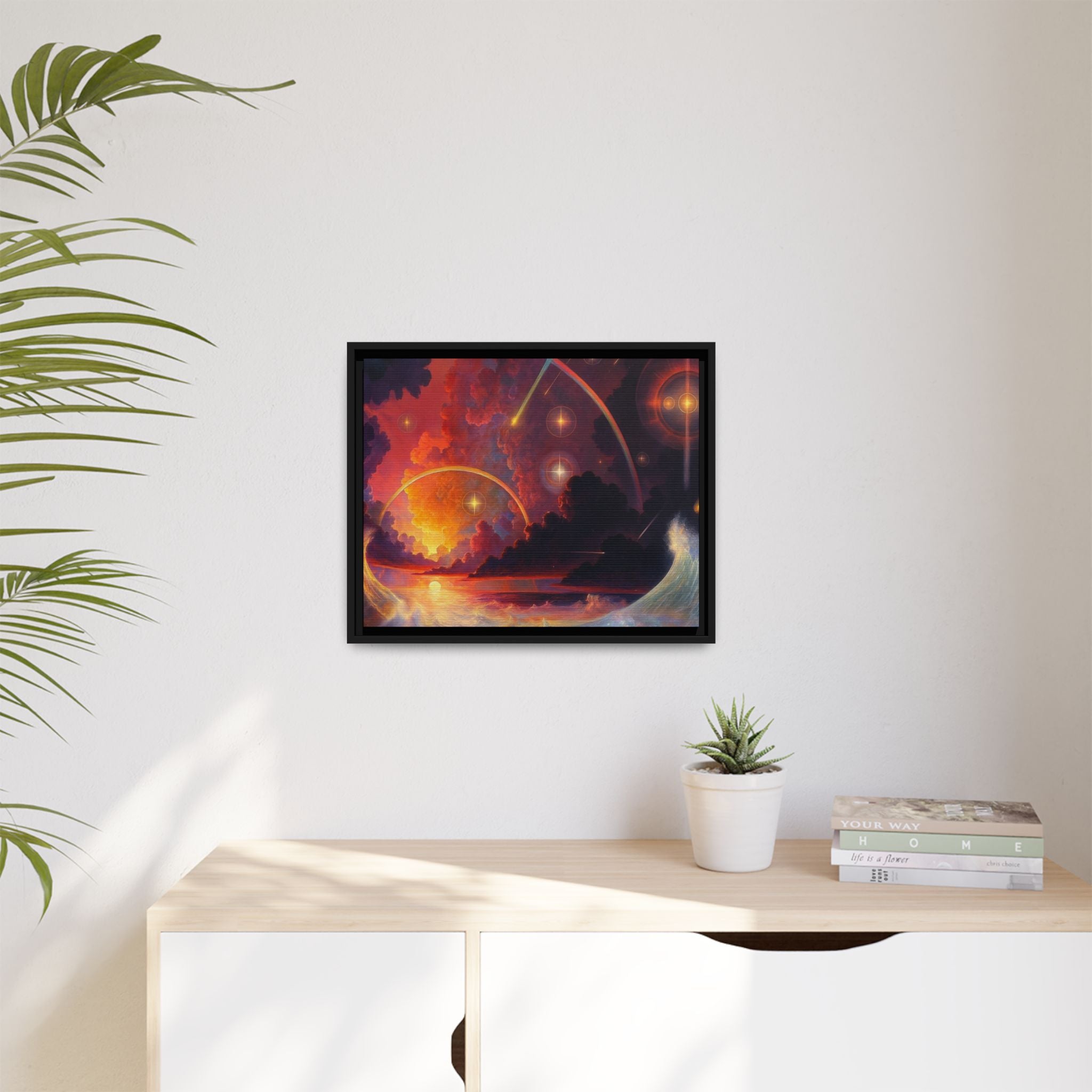"Celestial Tides" – Framed Canvas Print