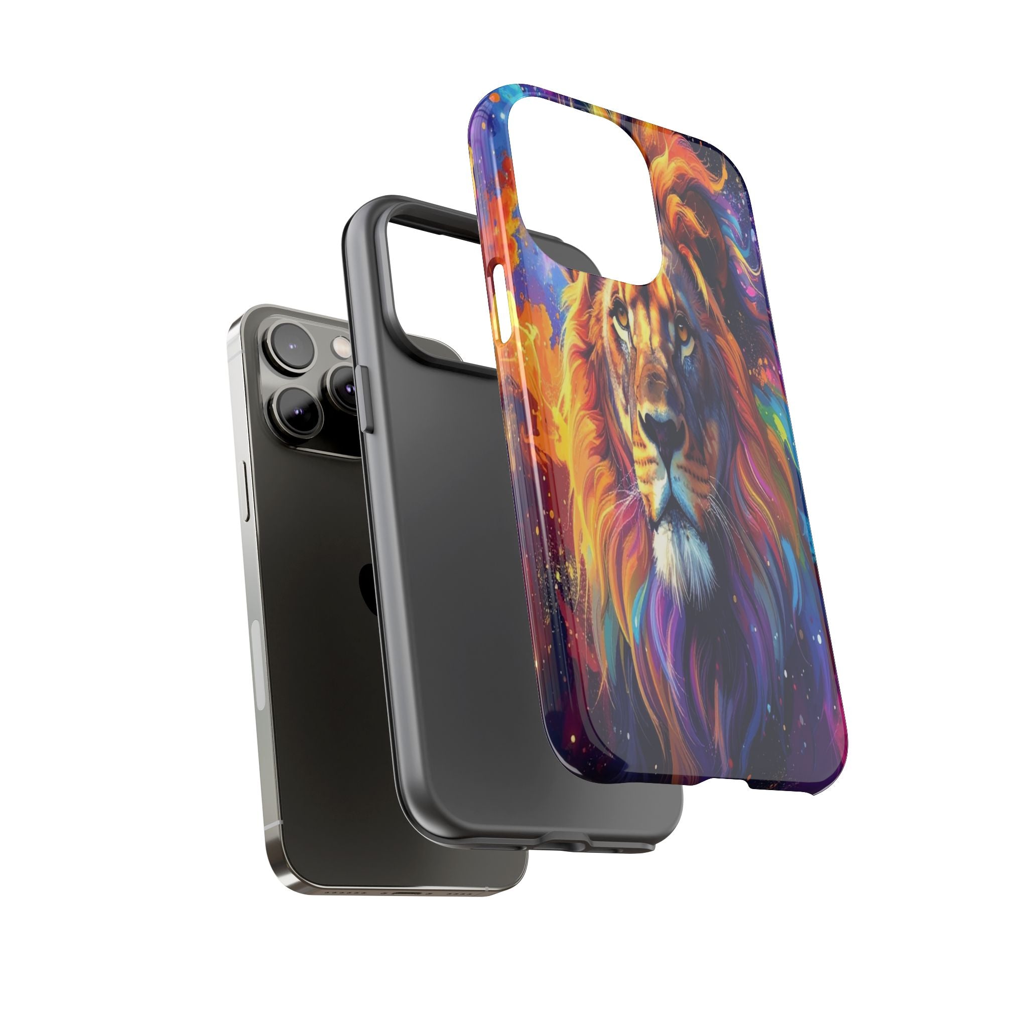 Cosmic Mane: Celestial Lion Portrait, Psychedelic Wildlife Art - L’Art Suprême Phone Case