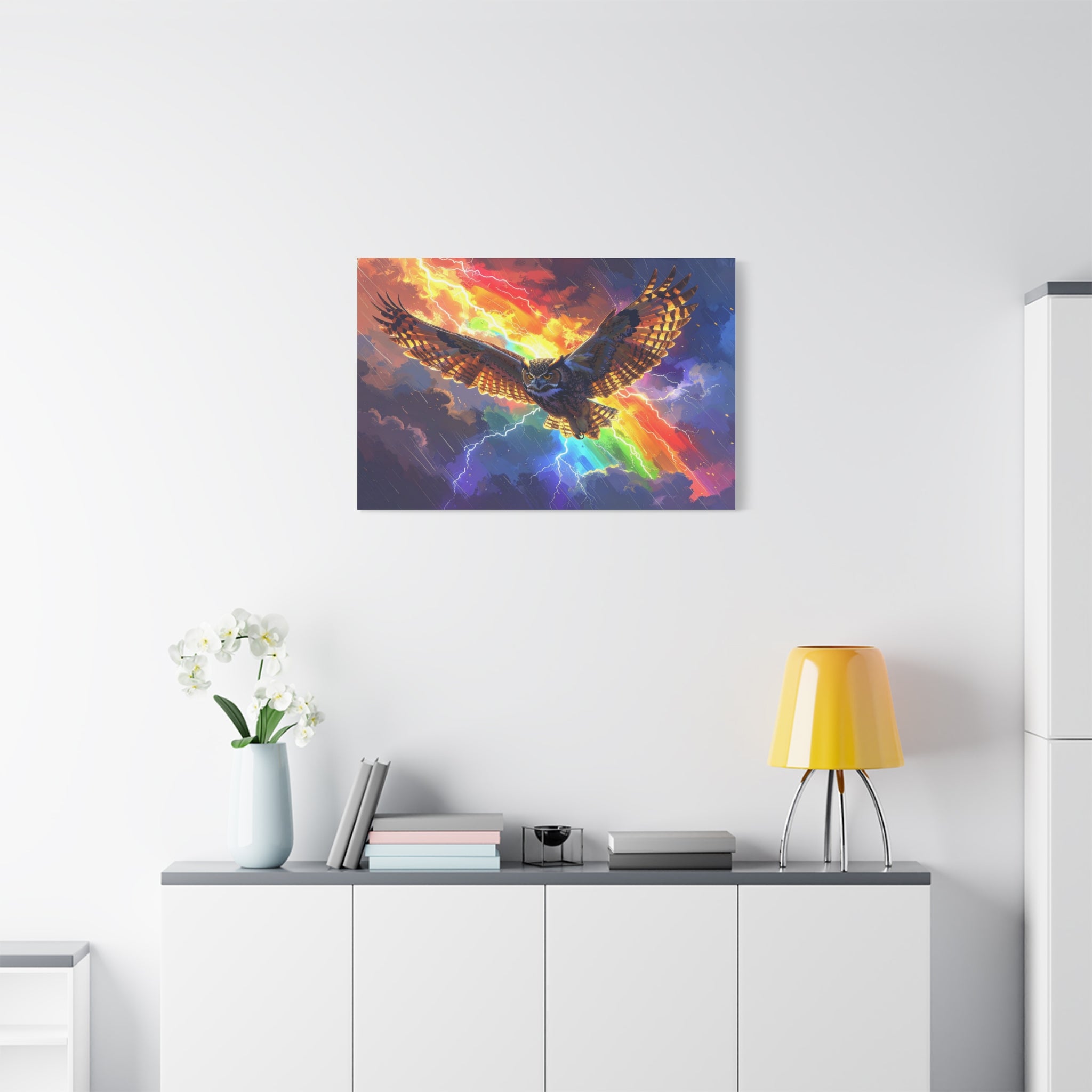 Thunder Spirit: Elemental Owl Ascension, Digital Fantasy Artwork - L’Art Suprême Canvas