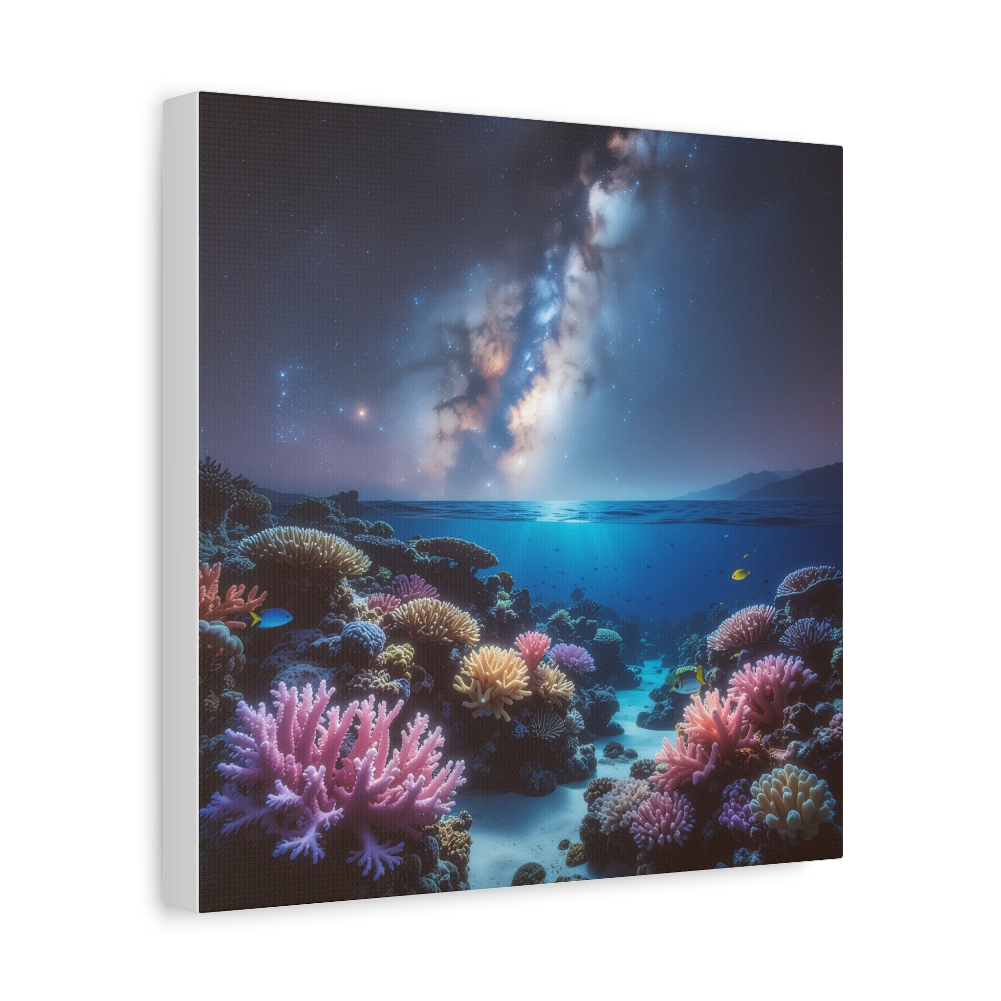 Cosmic Reef Harmony: Underwater Seascape Panorama, Milky Way Marine Dreamscape - L’Art Suprême Canvas