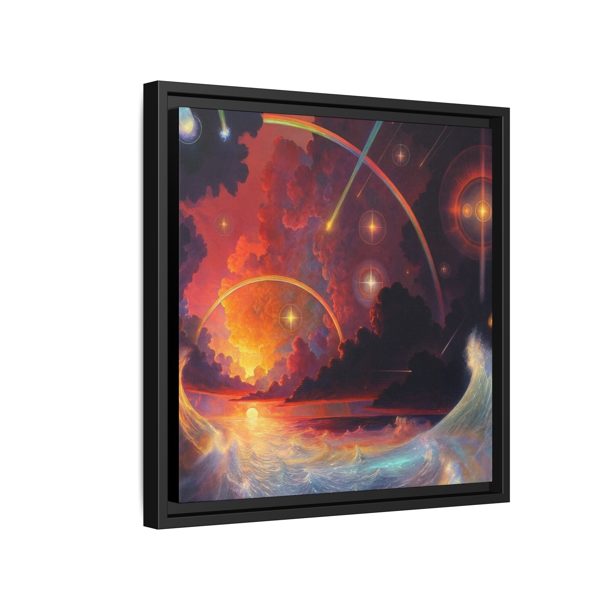 "Celestial Tides" – Framed Canvas Print