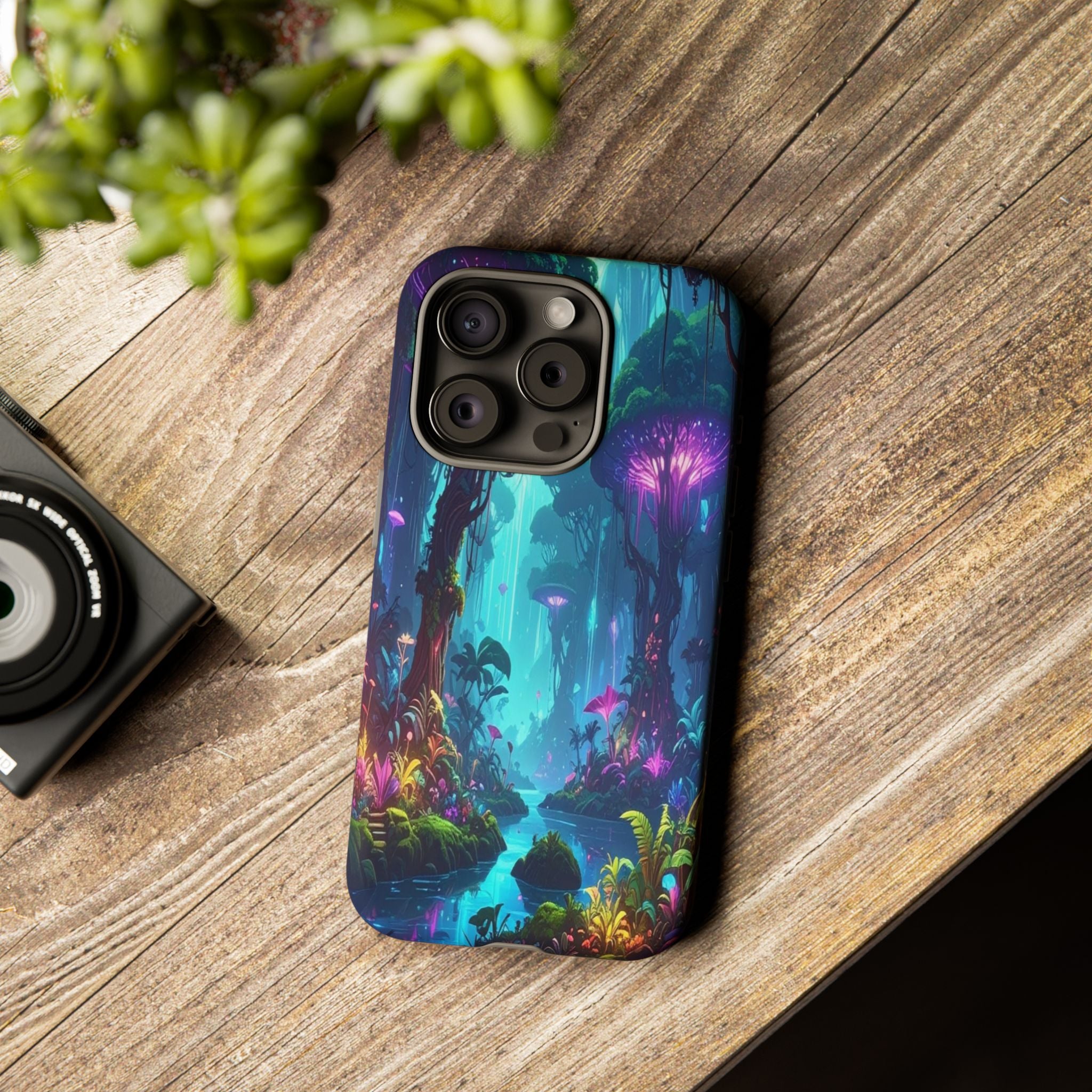 Bioluminescent Dreamscape: Ethereal Forest Fantasy, Digital Luminescence Illustration - L’Art Suprême Phone Case
