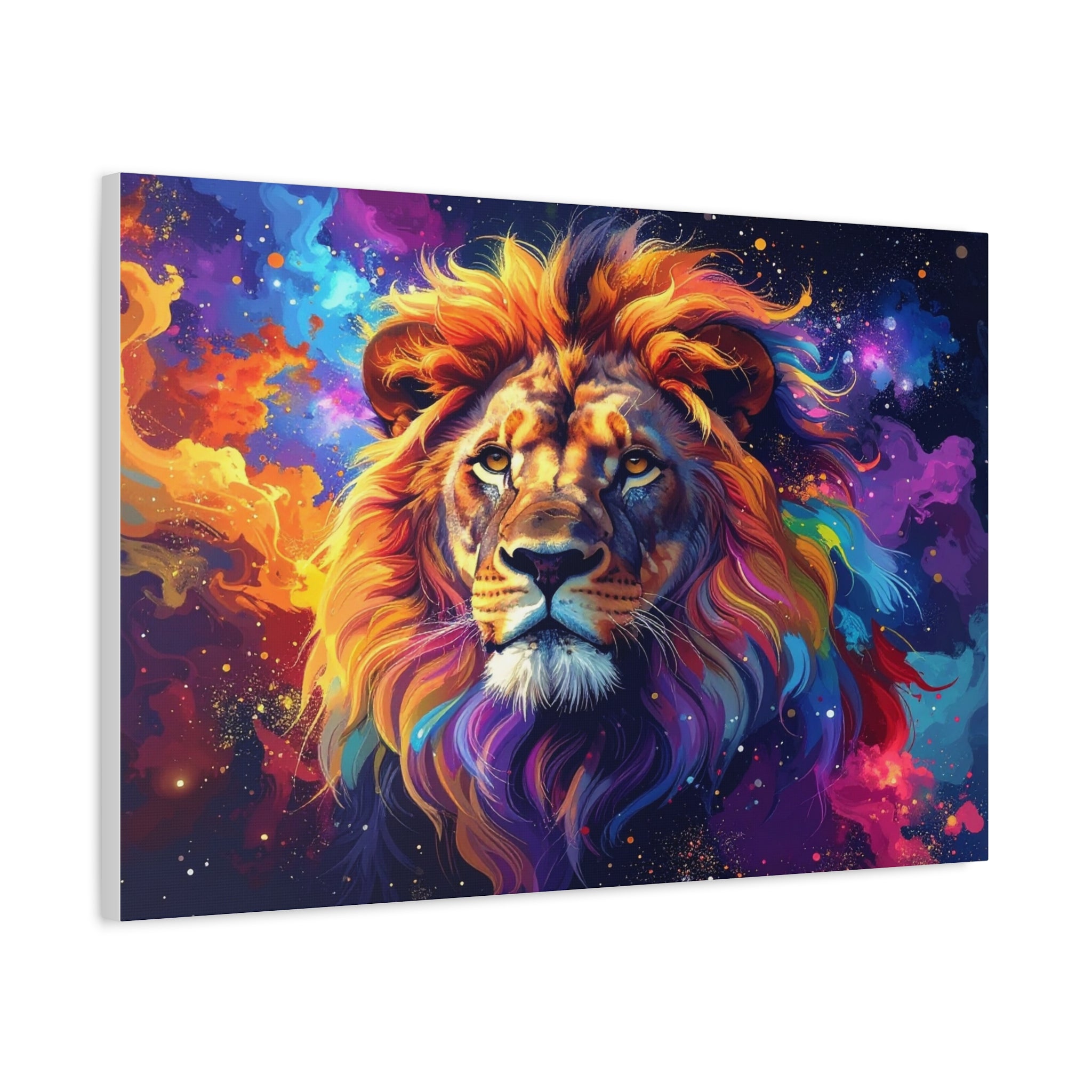 Cosmic Mane: Celestial Lion Portrait, Digital Cosmic Artwork - L’Art Suprême Canvas