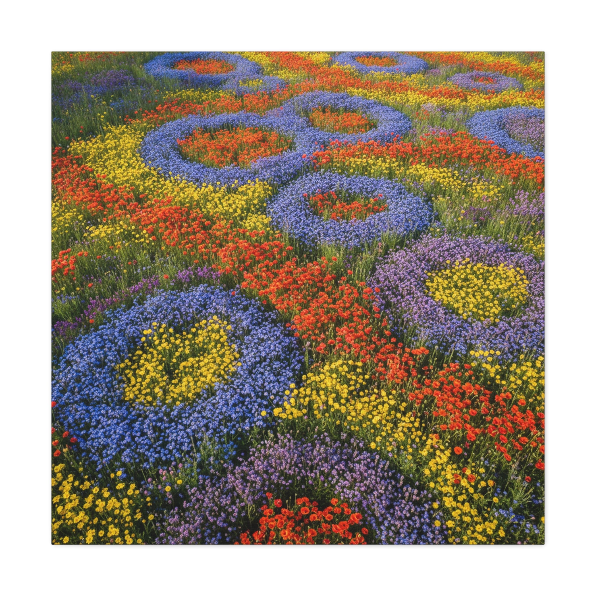 Geometric Garden: Kaleidoscopic Floral Landscape, Vibrant Botanical Patterns - L’Art Suprême Canvas