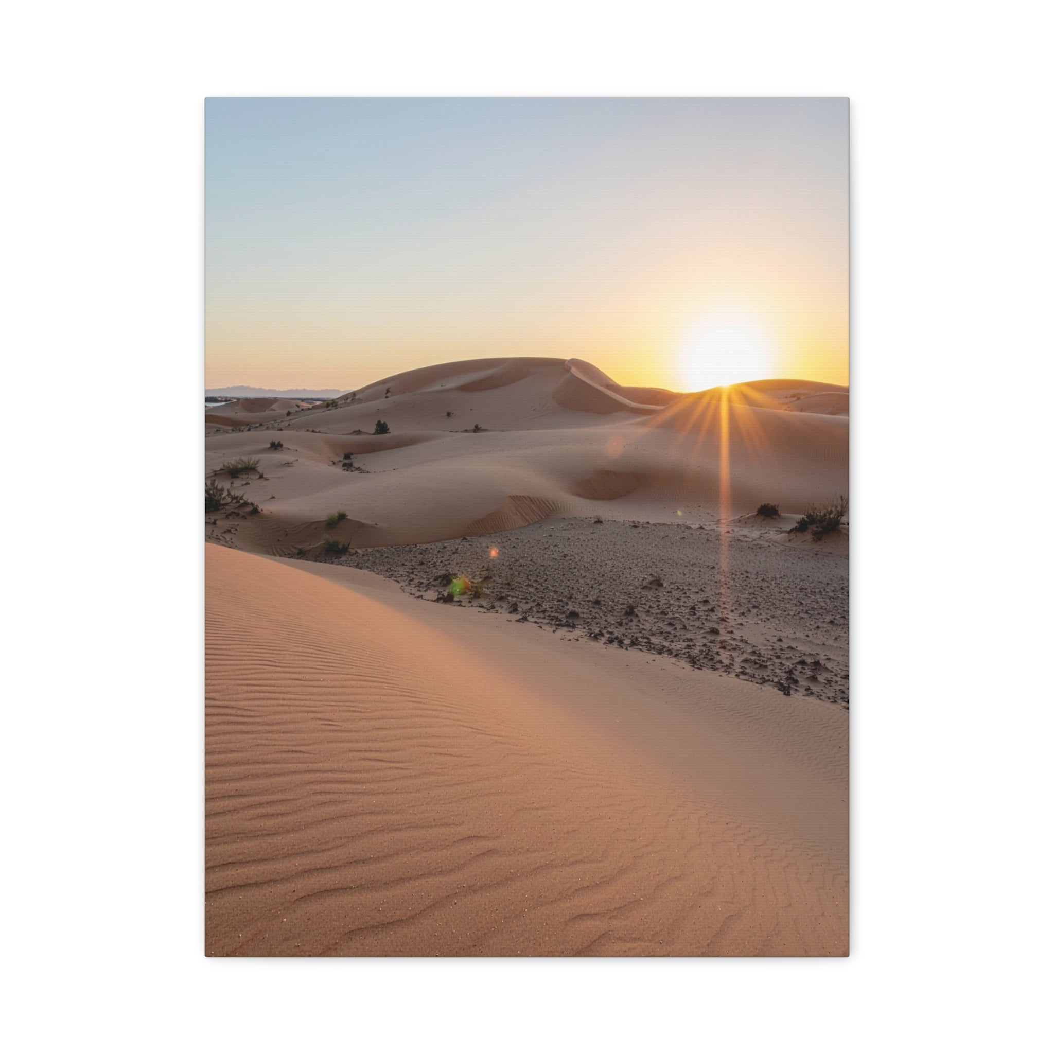 Daybreak in the Desert: Golden Sands at Sunrise, Arid Landscape Panorama - L’Art Suprême Canvas