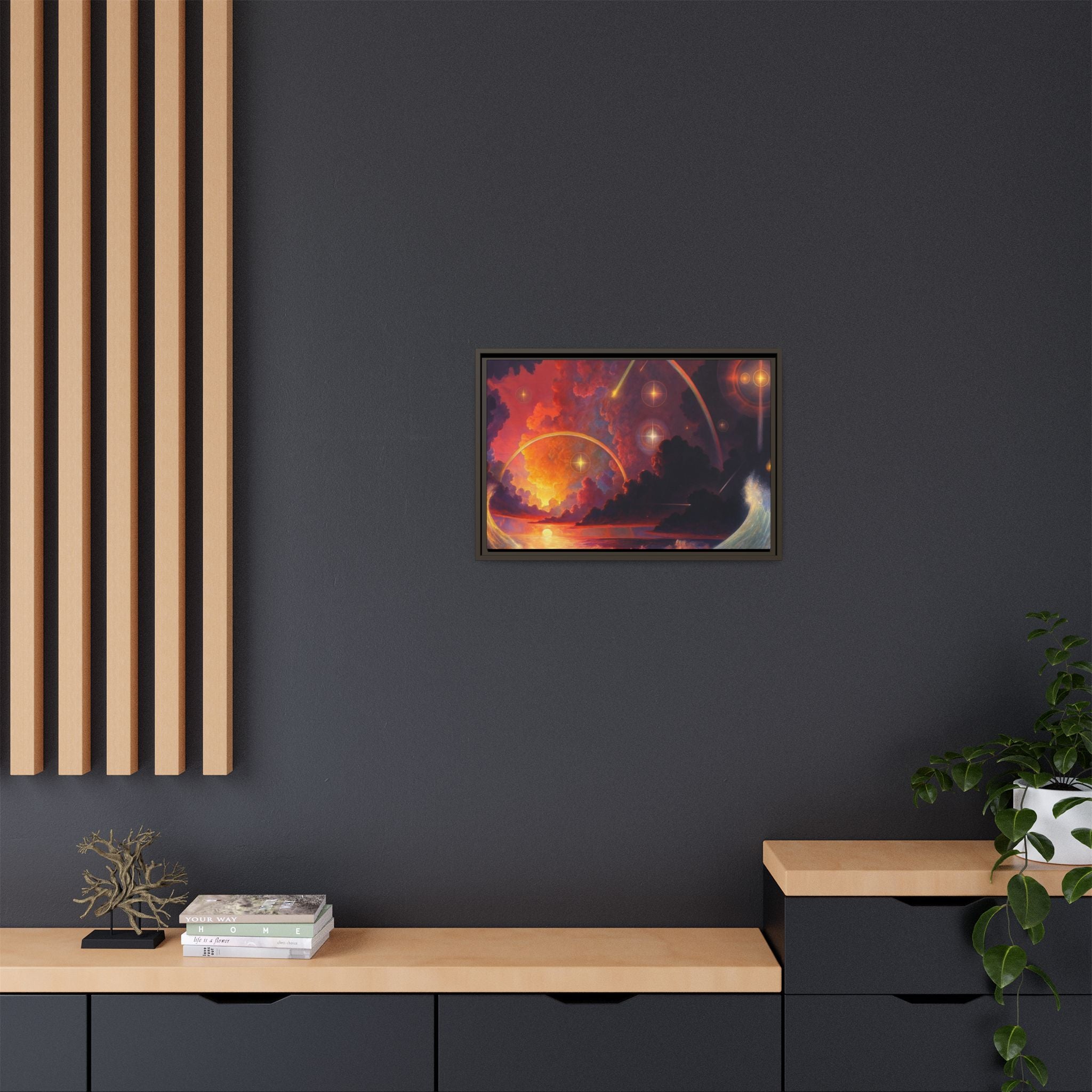 "Celestial Tides" – Framed Canvas Print