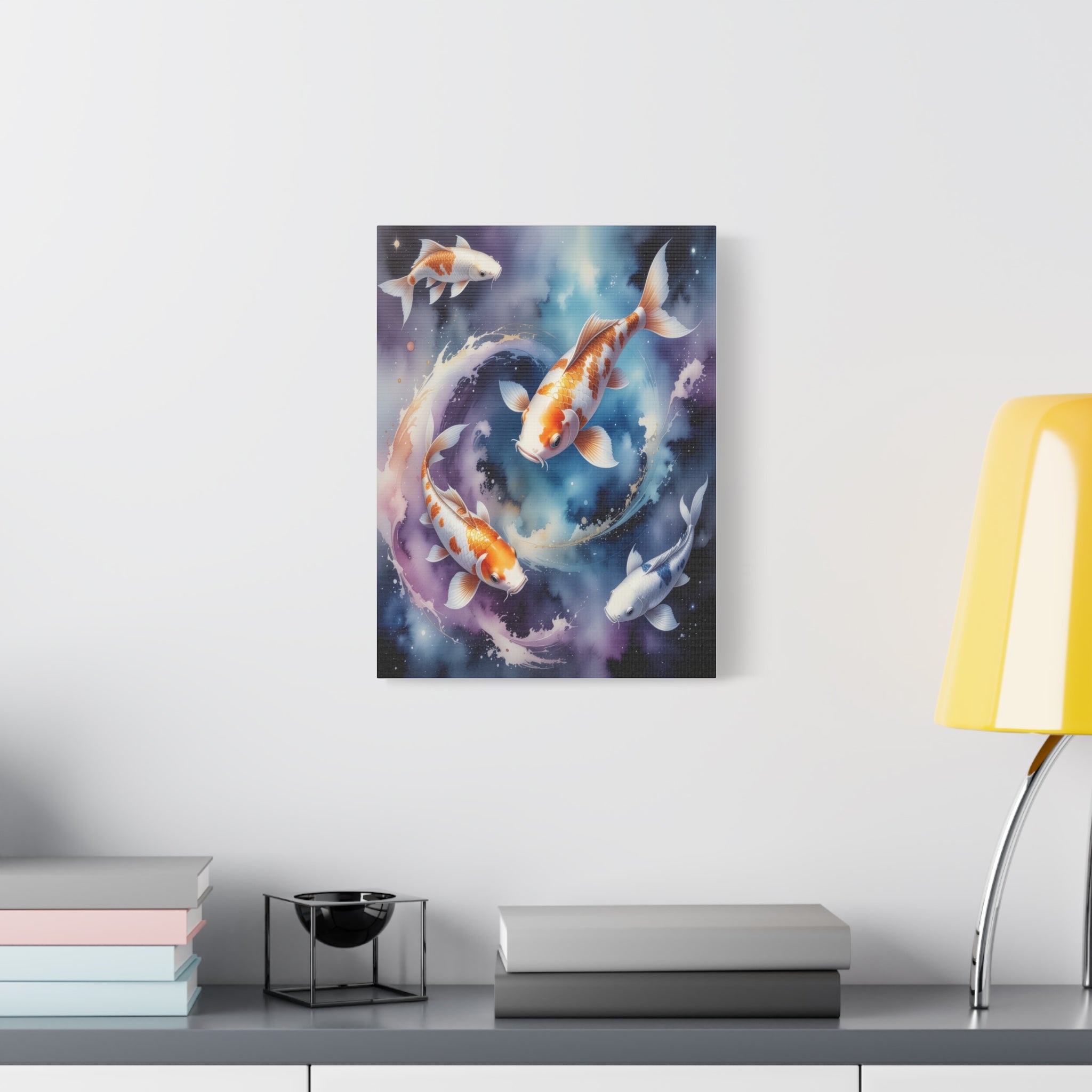 Cosmic Koi Symphony: Ethereal Underwater Space Journey, Digital Watercolor Fantasy - L’Art Suprême Canvas