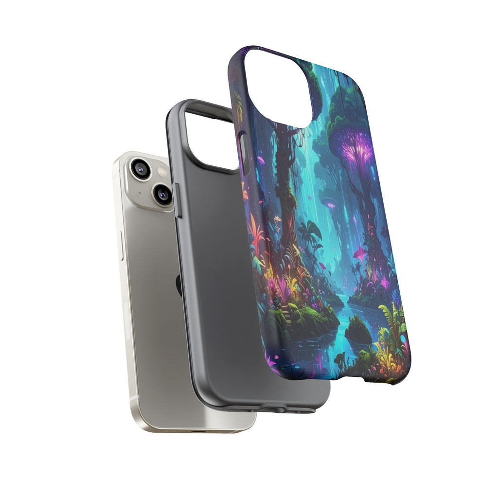 Bioluminescent Dreamscape: Ethereal Forest Fantasy, Digital Luminescence Illustration - L’Art Suprême Phone Case