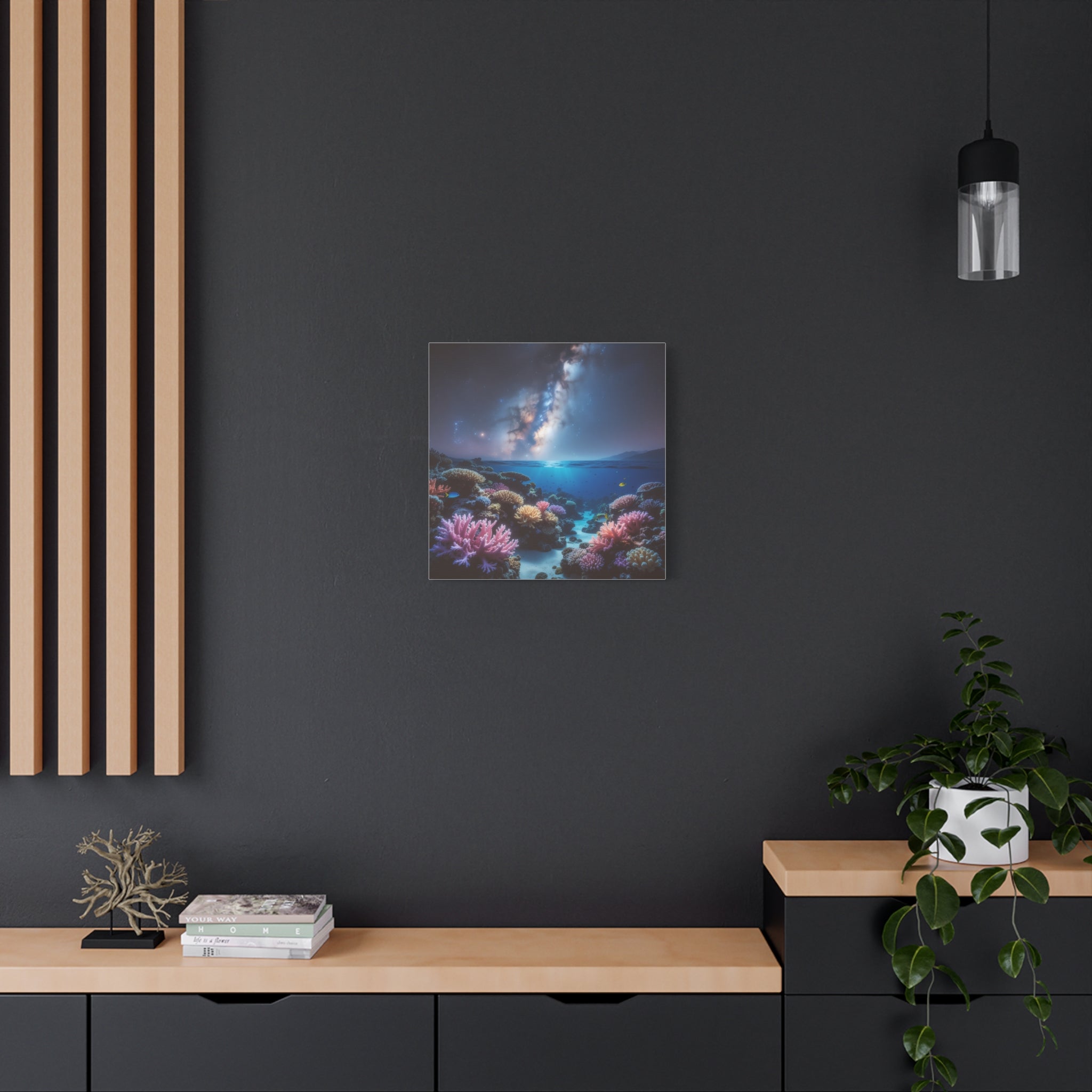 Cosmic Reef Harmony: Underwater Seascape Panorama, Milky Way Marine Dreamscape - L’Art Suprême Canvas