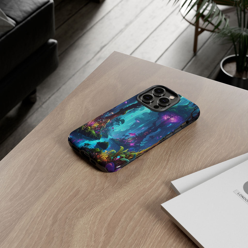 Bioluminescent Dreamscape: Ethereal Forest Fantasy, Digital Luminescence Illustration - L’Art Suprême Phone Case