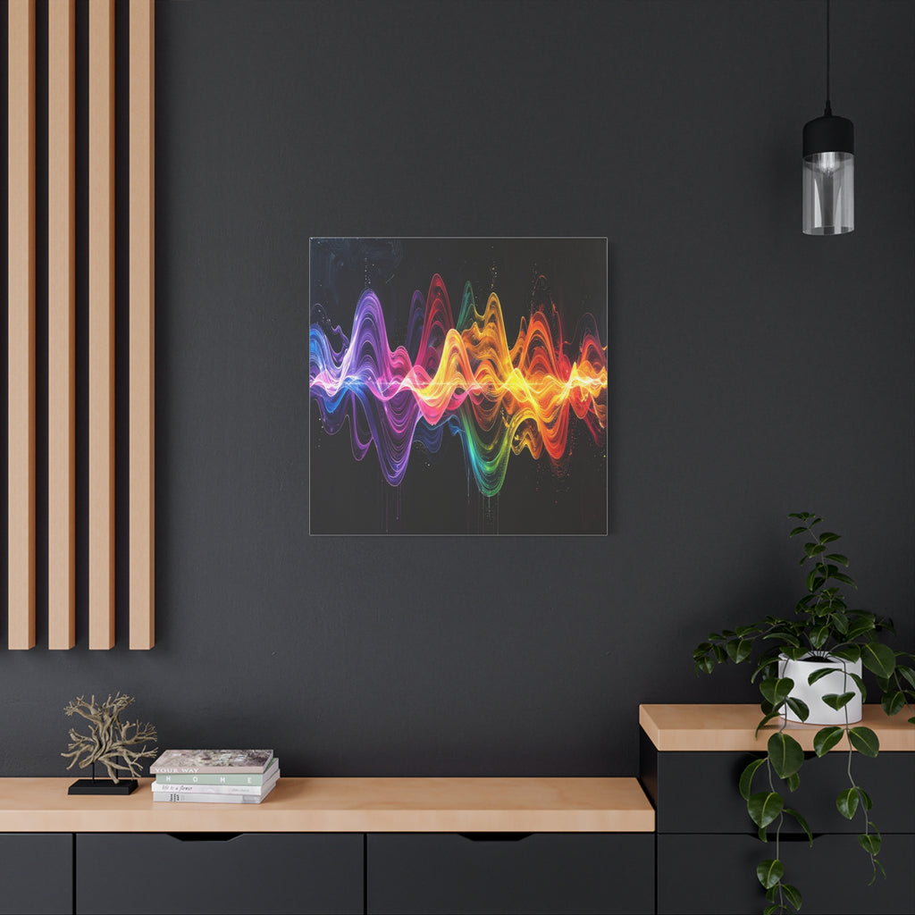 Sonic Spectrum: Digital Sound Wave Visualization, Color Gradient Artwork - L’Art Suprême Canvas