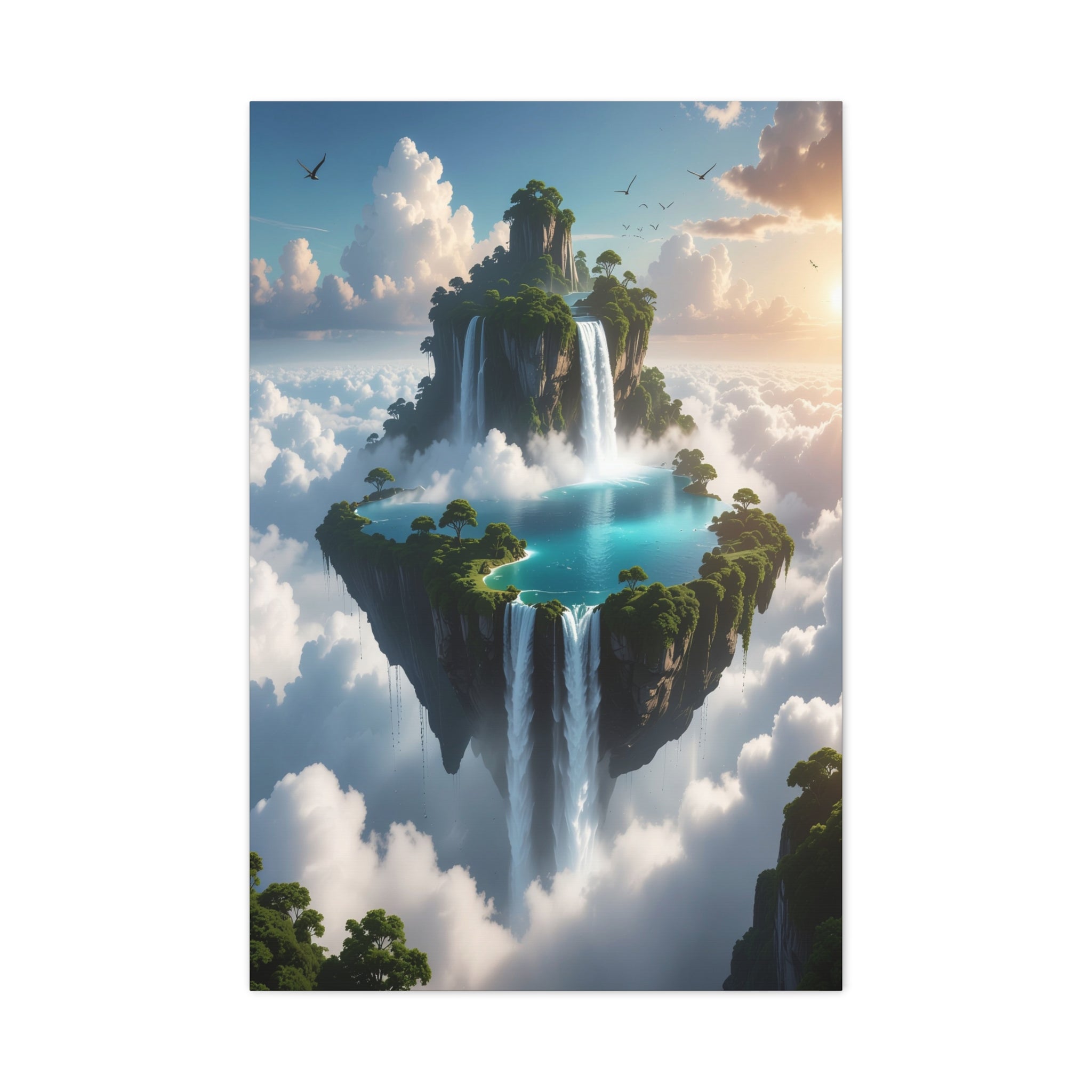 Celestial Archipelago: Floating Worlds of Mist and Stone, Digital Fantasy Landscape - L’Art Suprême Canvas