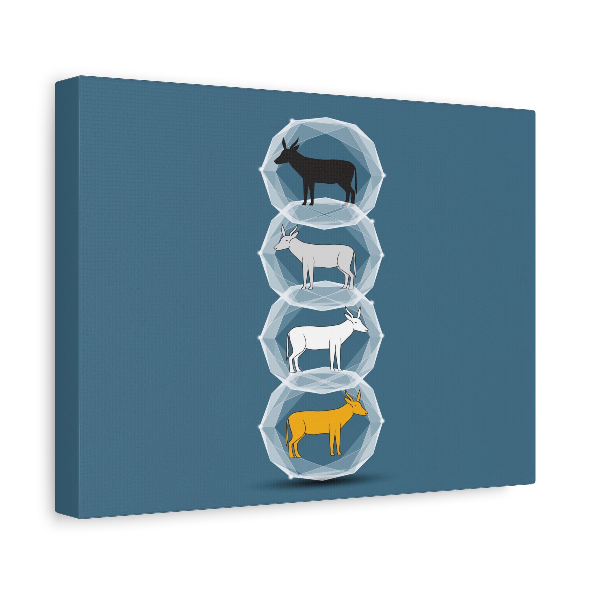 Encapsulated Ascent: Geometric Animal Silhouettes, Minimal Vertical Progression - L’Art Suprême Canvas