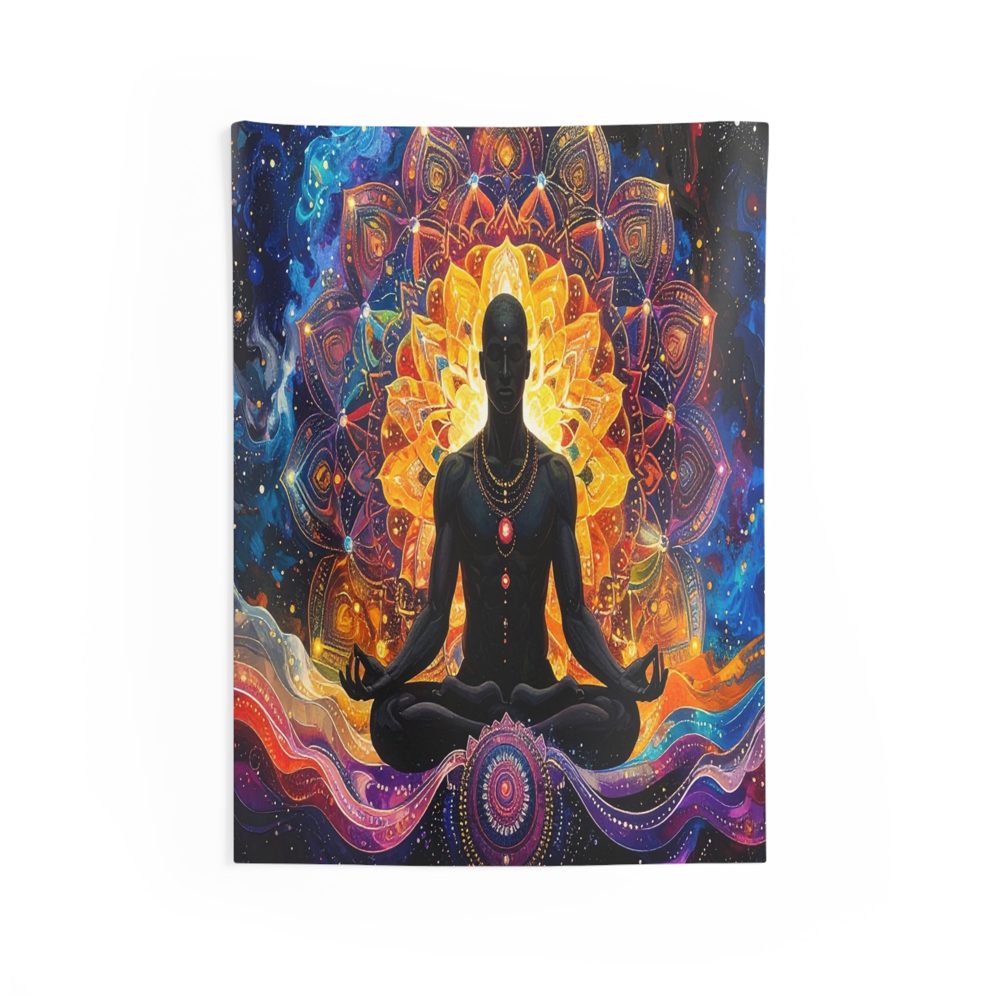 Cosmic Awakening: Meditative Mandala, Spiritual Quantum Visualization - L'Art Tapestry
