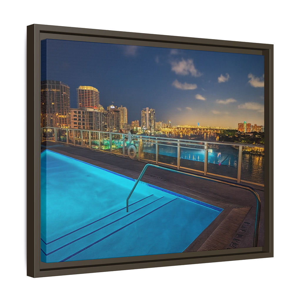 "Skyline Reflections" – Framed Canvas Print