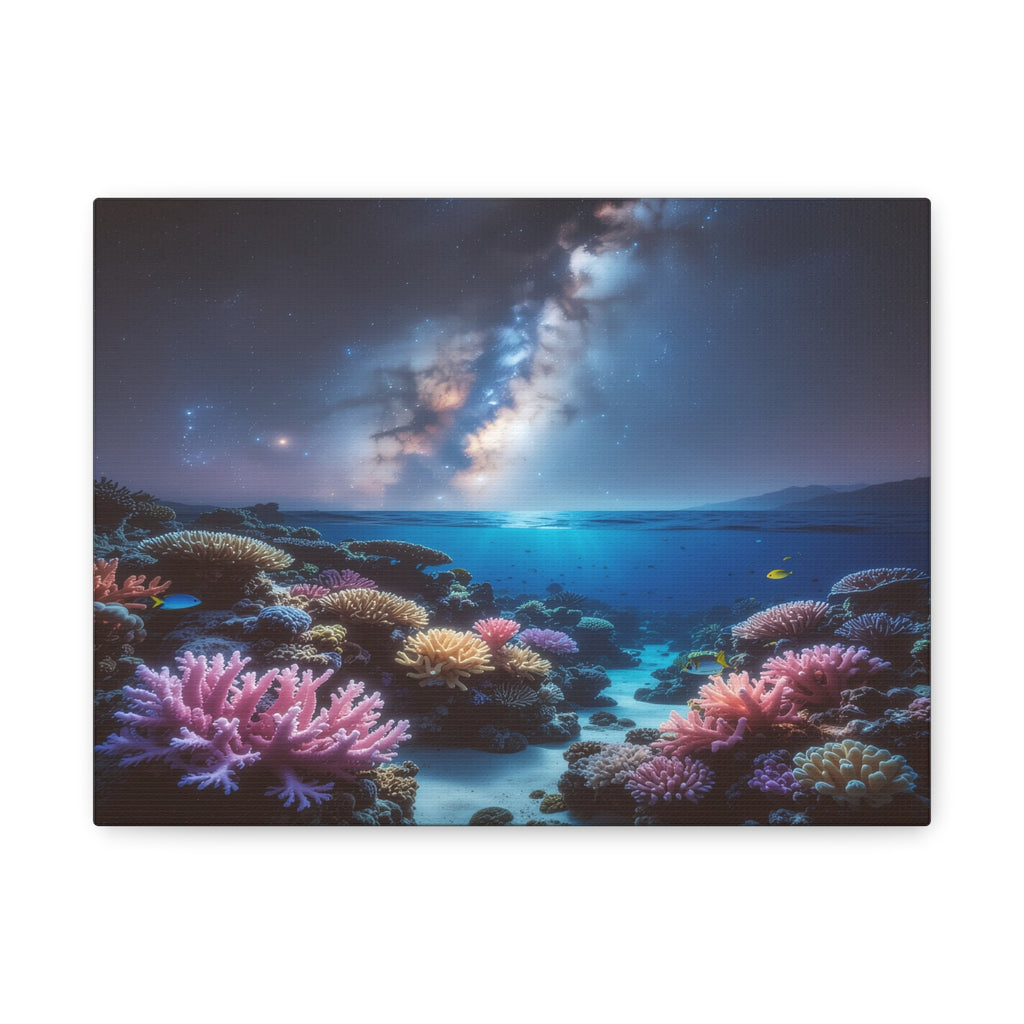 Cosmic Reef Harmony: Underwater Seascape Panorama, Milky Way Marine Dreamscape - L’Art Suprême Canvas