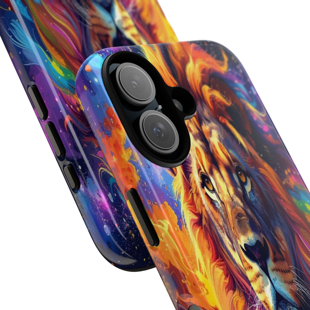 Cosmic Mane: Celestial Lion Portrait, Psychedelic Wildlife Art - L’Art Suprême Phone Case