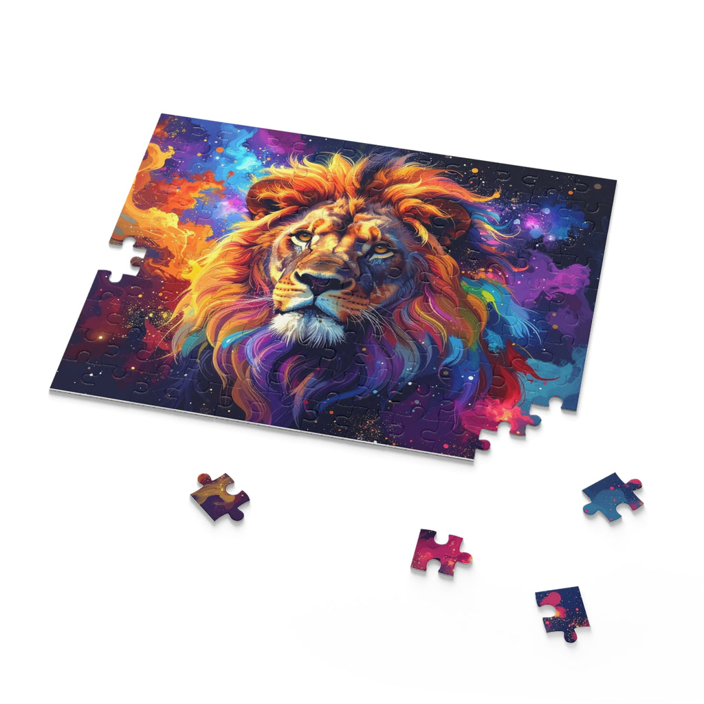 Cosmic Mane: Digital Wildlife Art, Celestial Lion Portrait -  L'Art Puzzle