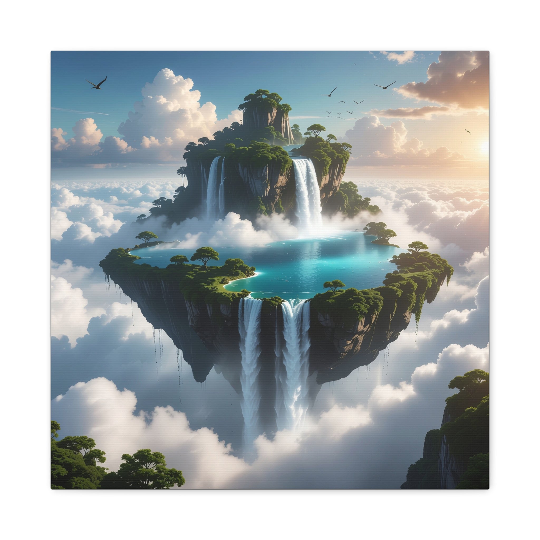 Celestial Archipelago: Floating Worlds of Mist and Stone, Digital Fantasy Landscape - L’Art Suprême Canvas