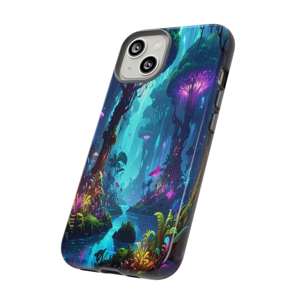 Bioluminescent Dreamscape: Ethereal Forest Fantasy, Digital Luminescence Illustration - L’Art Suprême Phone Case