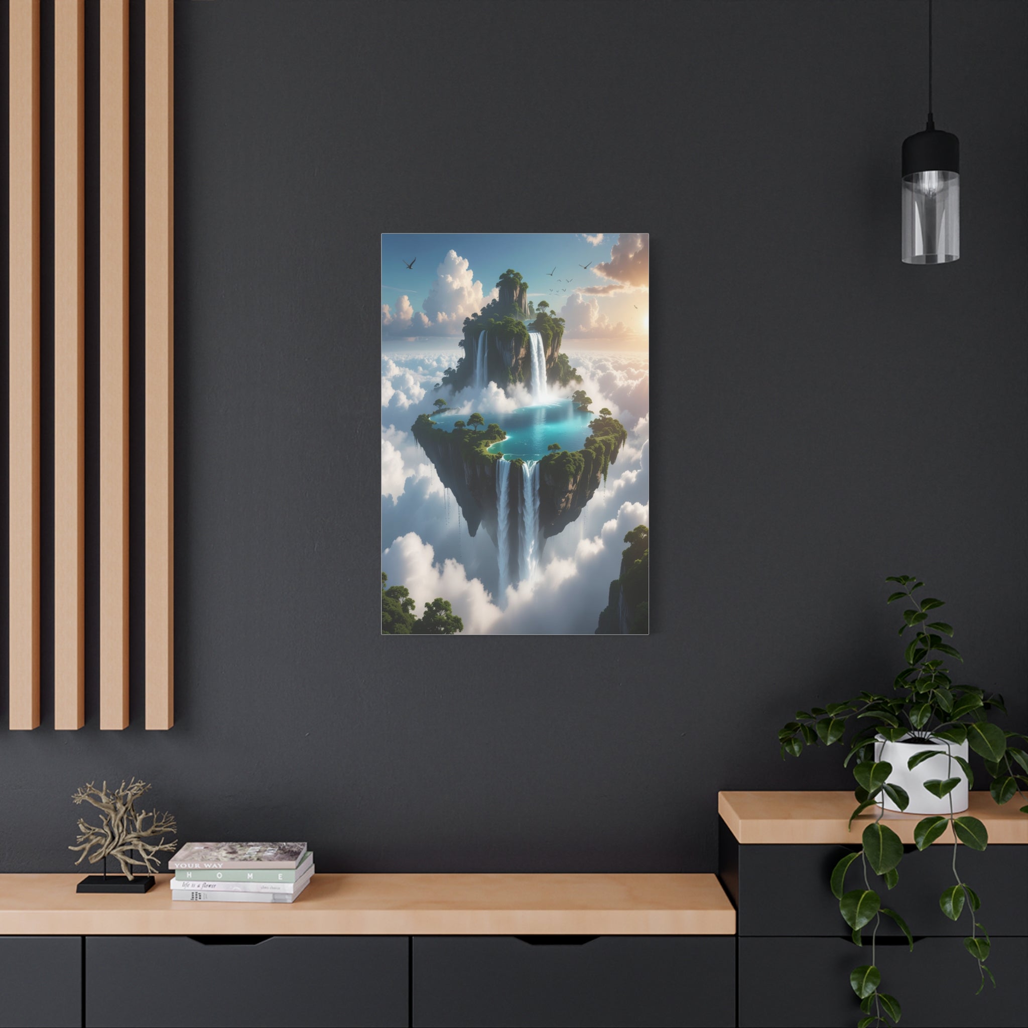 Celestial Archipelago: Floating Worlds of Mist and Stone, Digital Fantasy Landscape - L’Art Suprême Canvas