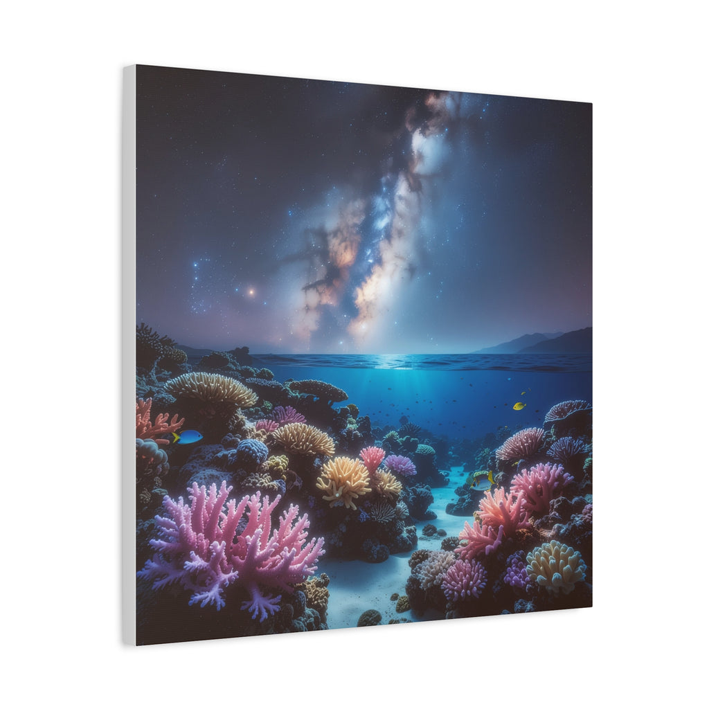 Cosmic Reef Harmony: Underwater Seascape Panorama, Milky Way Marine Dreamscape - L’Art Suprême Canvas