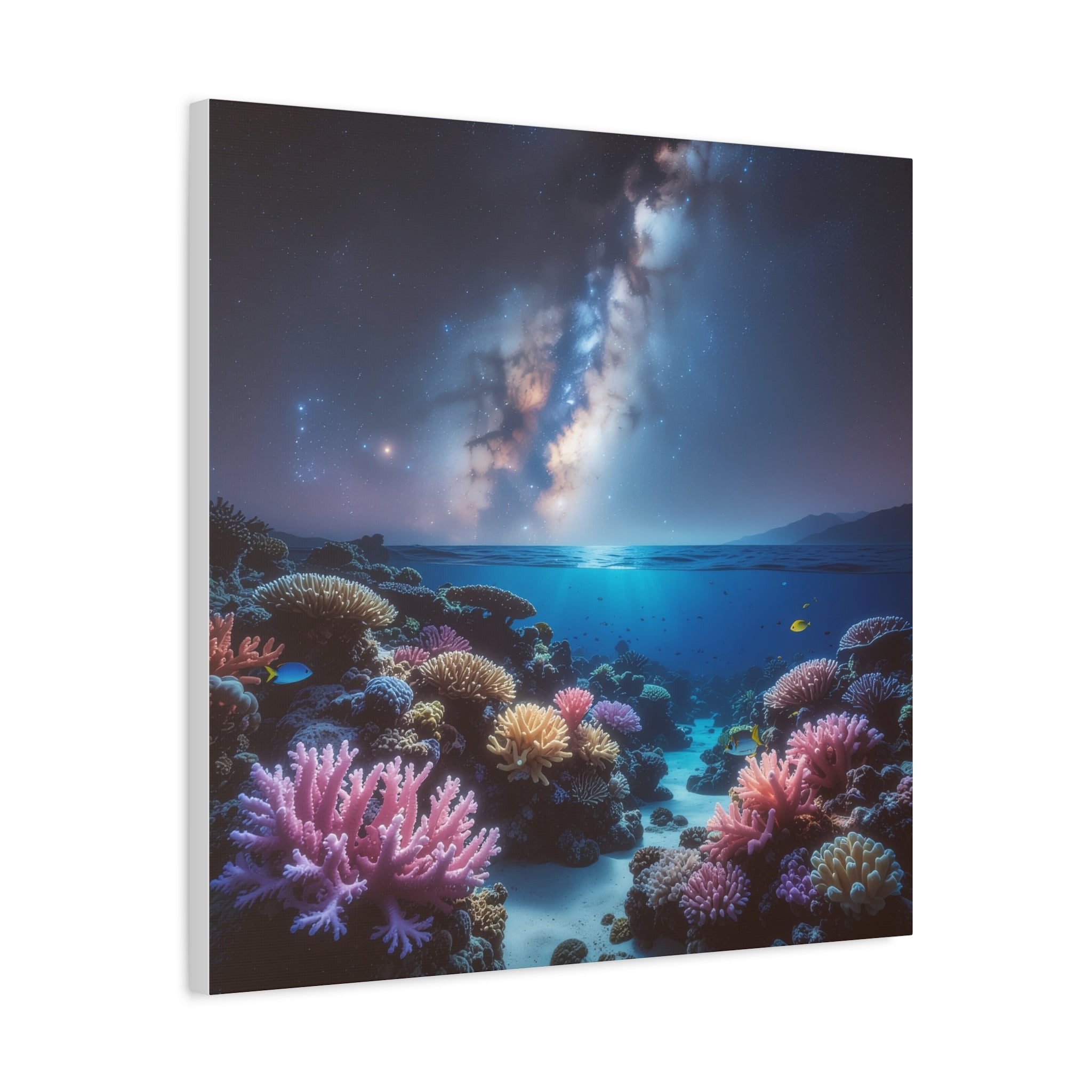 Cosmic Reef Harmony: Underwater Seascape Panorama, Milky Way Marine Dreamscape - L’Art Suprême Canvas