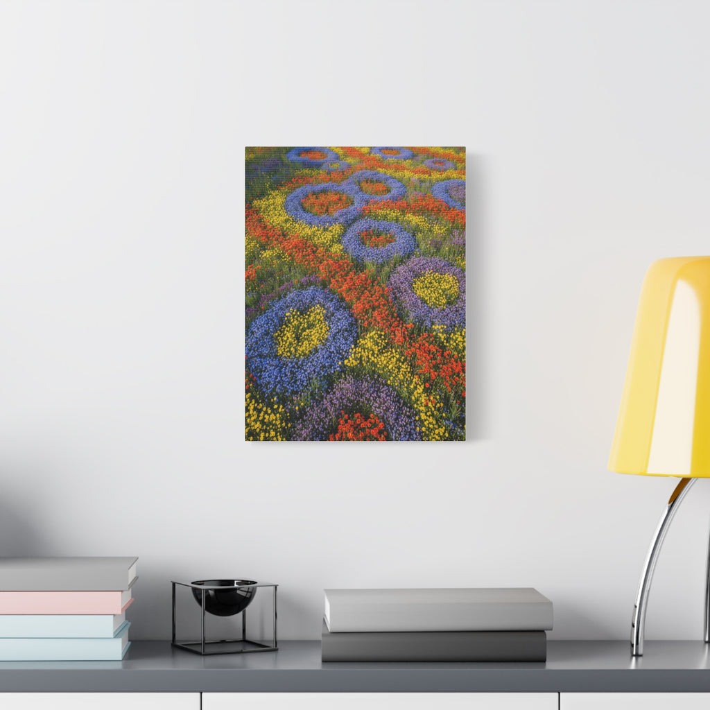 Geometric Garden: Kaleidoscopic Floral Landscape, Vibrant Botanical Patterns - L’Art Suprême Canvas