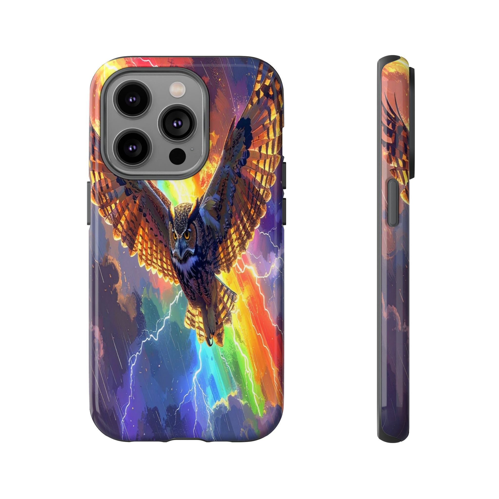 Thunderwing: Ethereal Owl in Electric Storm, Digital Fantasy Artwork - L’Art Suprême Phone Case