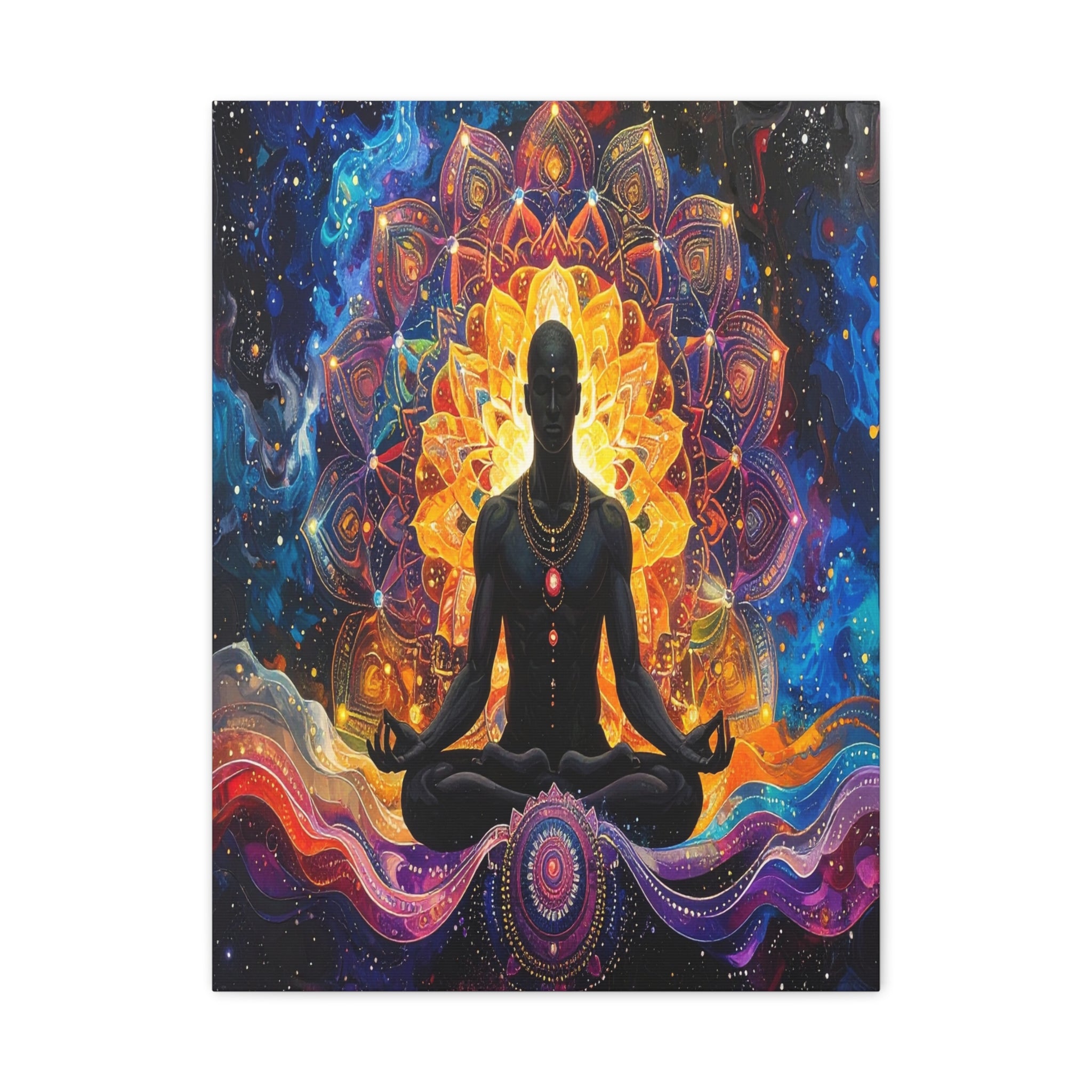 Cosmic Meditation: Spiritual Awakening through Mandala Art, Transcendent Chakra Visualization - L’Art Suprême Canvas