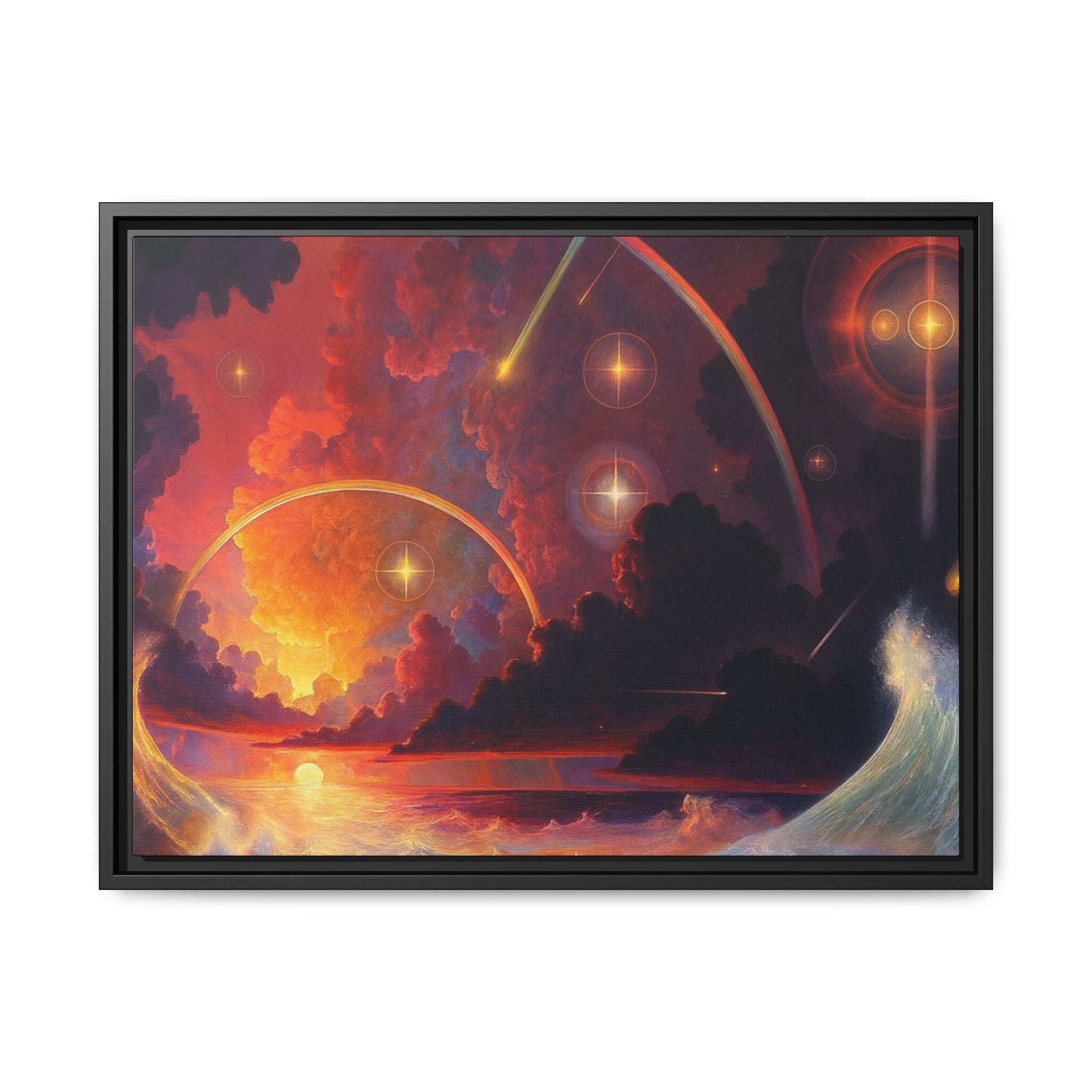 "Celestial Tides" – Framed Canvas Print