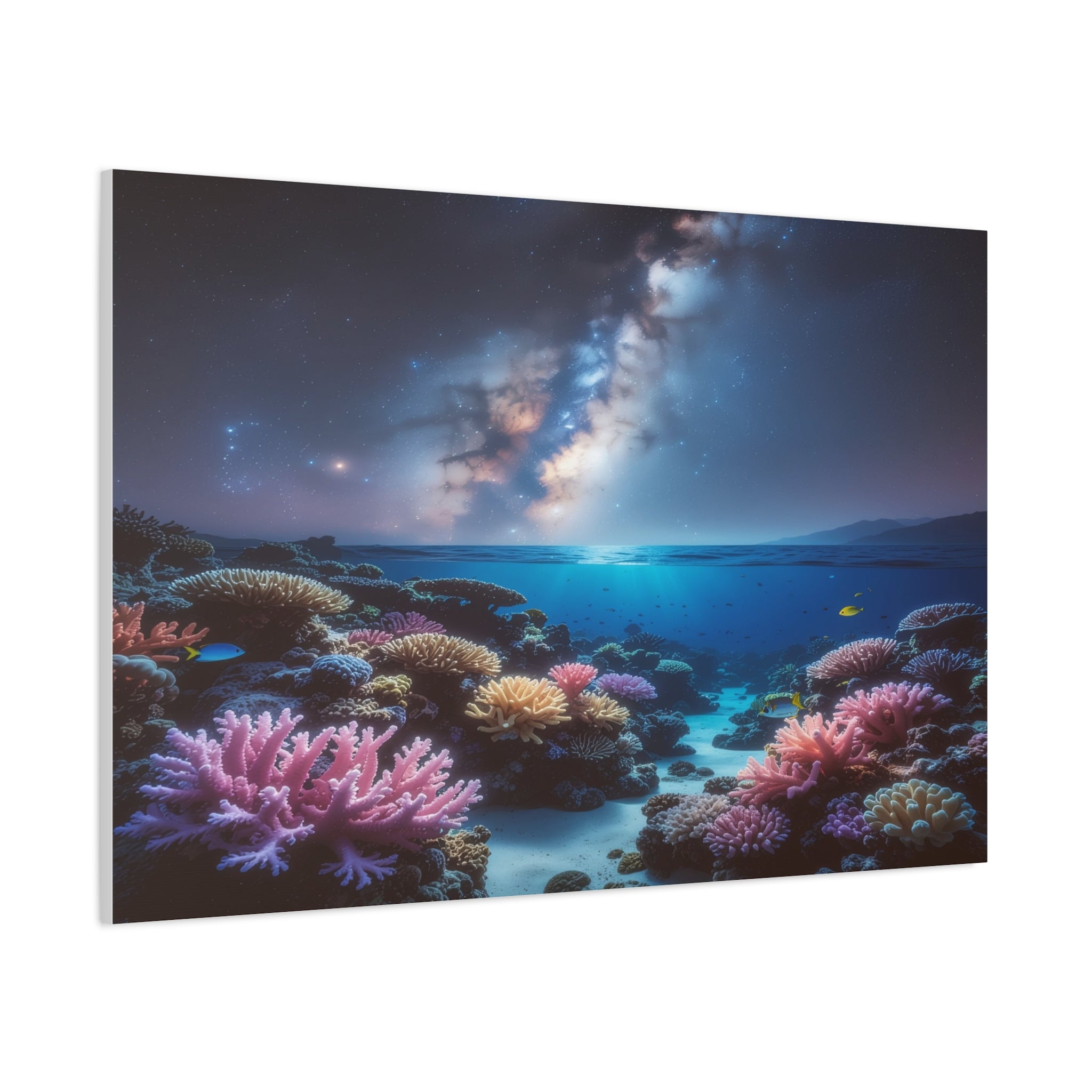 Cosmic Reef Harmony: Underwater Seascape Panorama, Milky Way Marine Dreamscape - L’Art Suprême Canvas