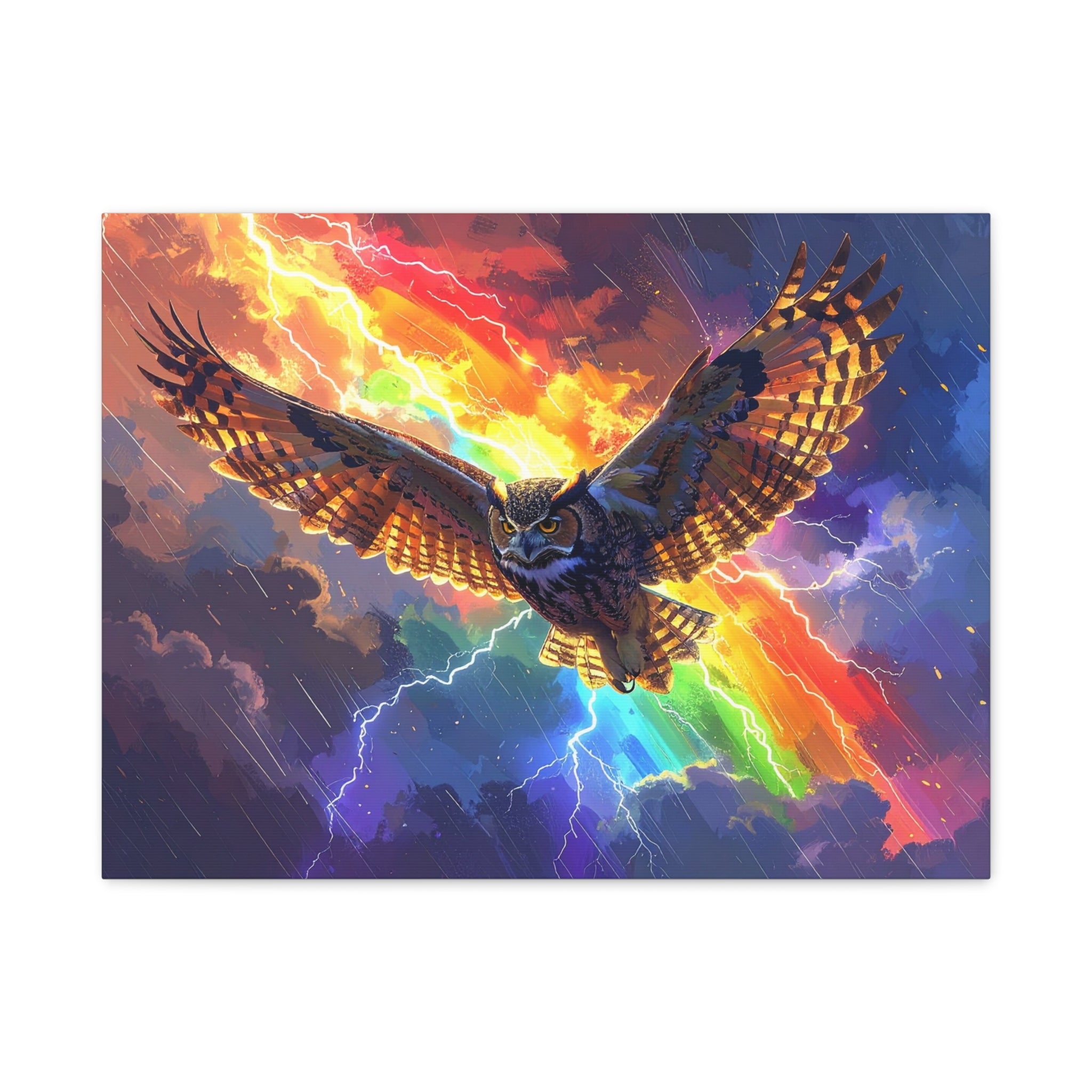 Thunder Spirit: Elemental Owl Ascension, Digital Fantasy Artwork - L’Art Suprême Canvas
