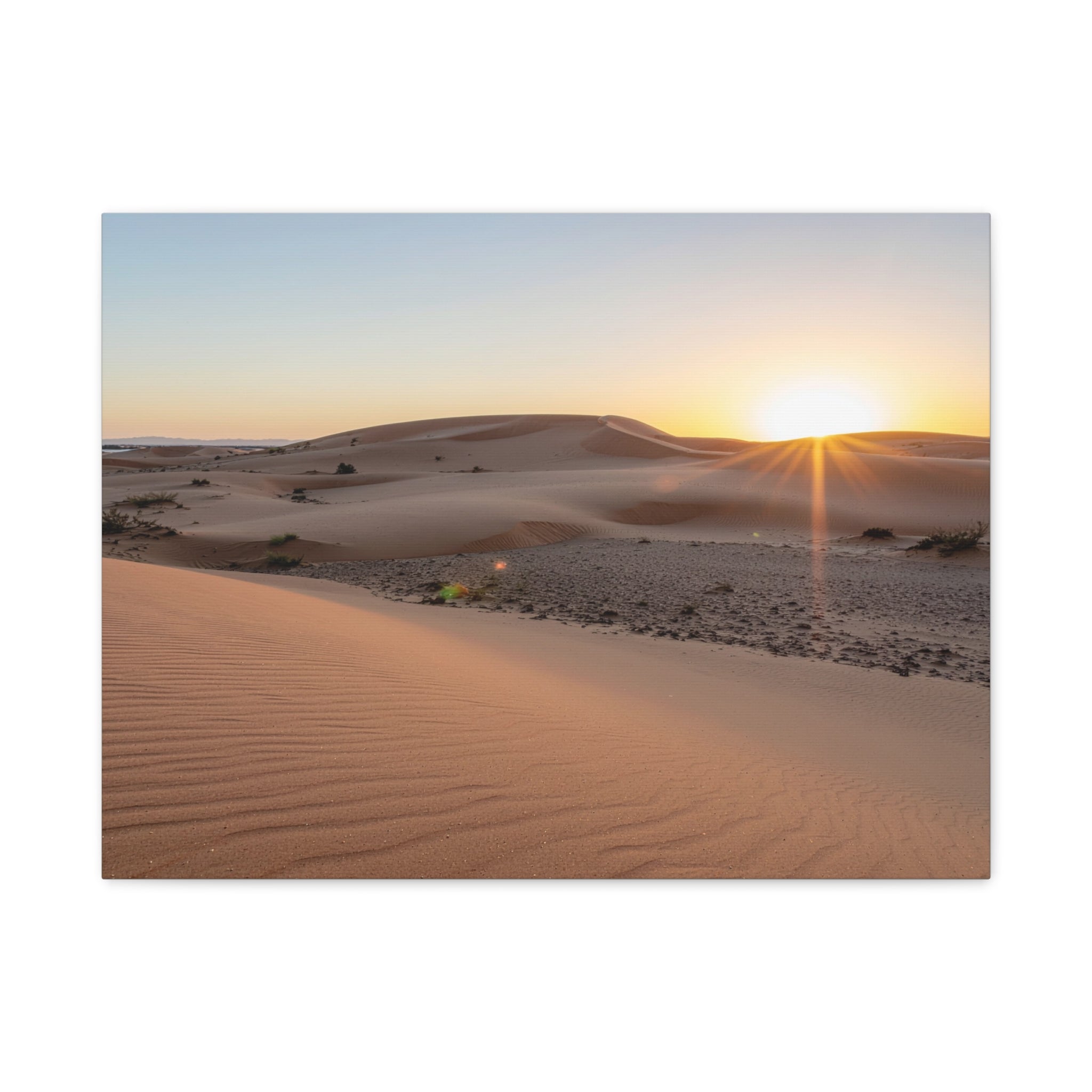 Daybreak in the Desert: Golden Sands at Sunrise, Arid Landscape Panorama - L’Art Suprême Canvas