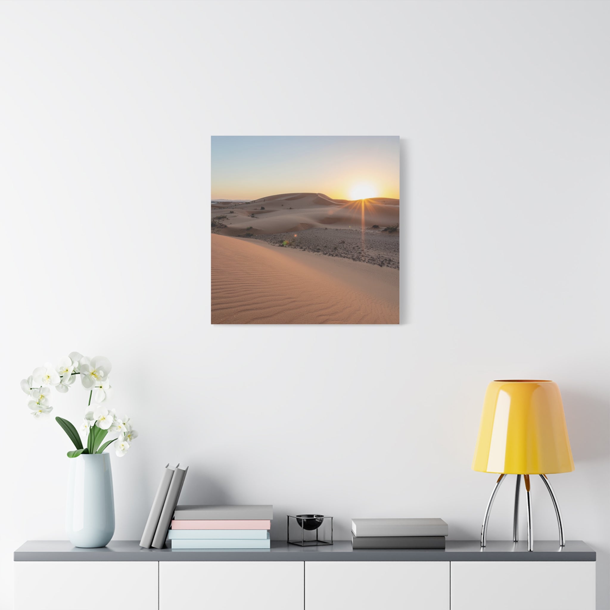 Daybreak in the Desert: Golden Sands at Sunrise, Arid Landscape Panorama - L’Art Suprême Canvas