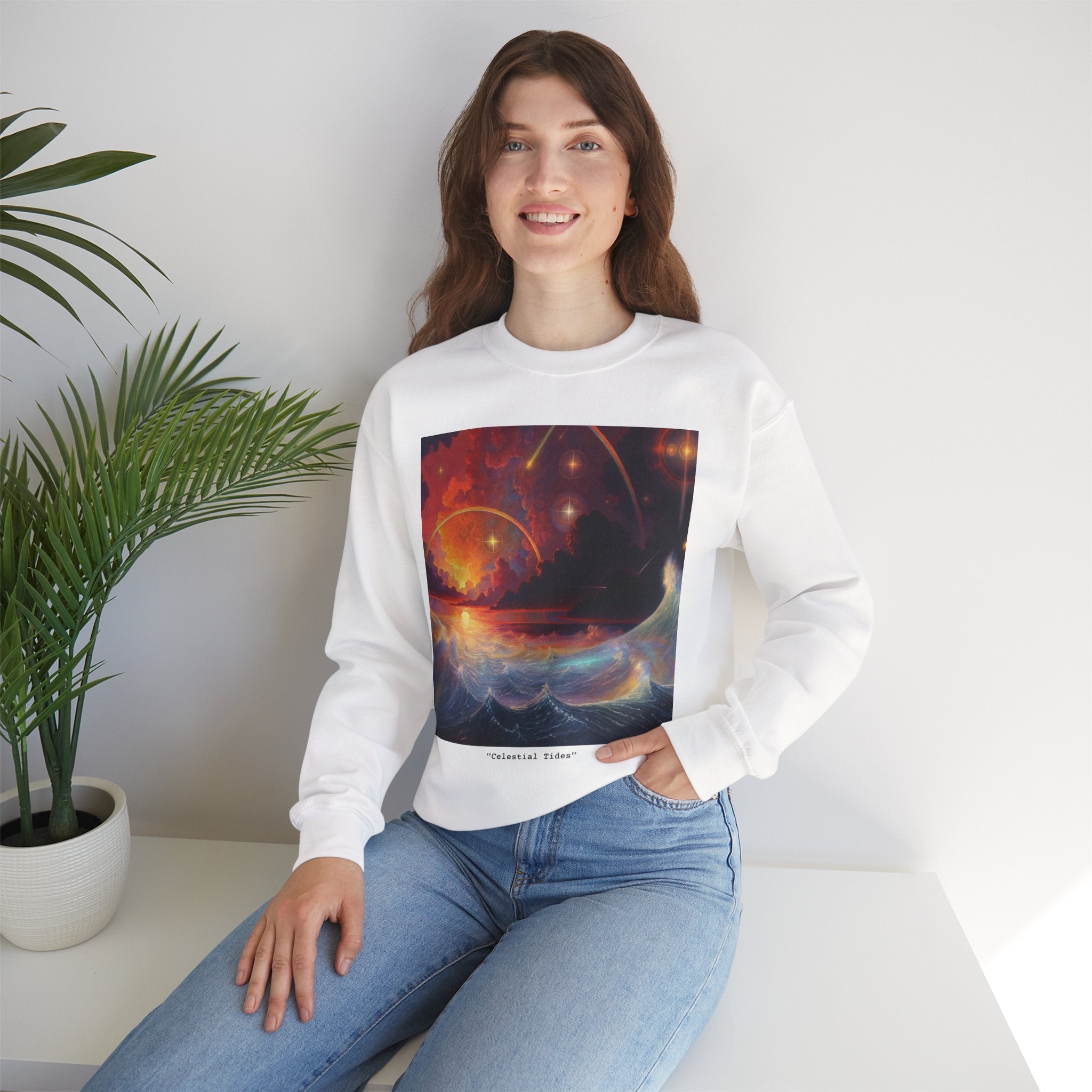 "Celestial Tides" – Cosmic Calm Crewneck