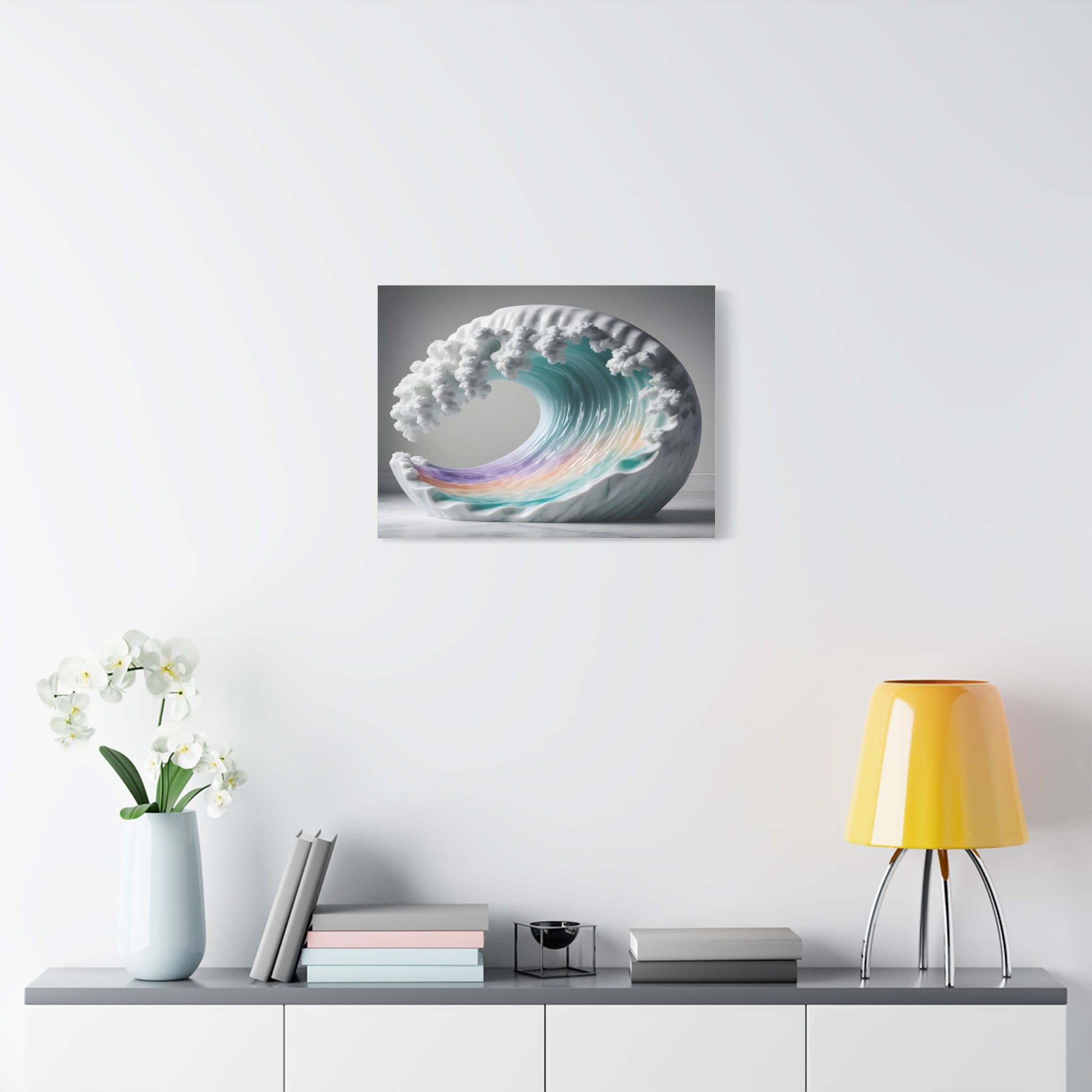 Oceanic Euphoria: Marble Wave Sculpture, Ethereal Aquatic Art - L’Art Suprême Canvas