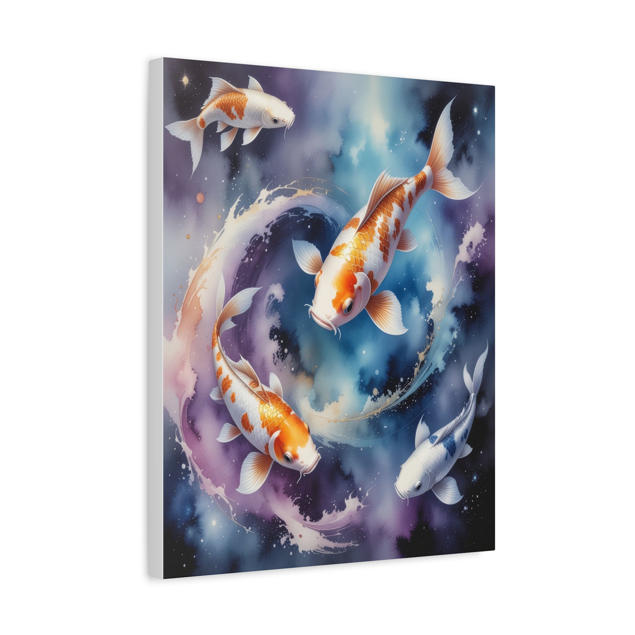 Cosmic Koi Symphony: Ethereal Underwater Space Journey, Digital Watercolor Fantasy - L’Art Suprême Canvas