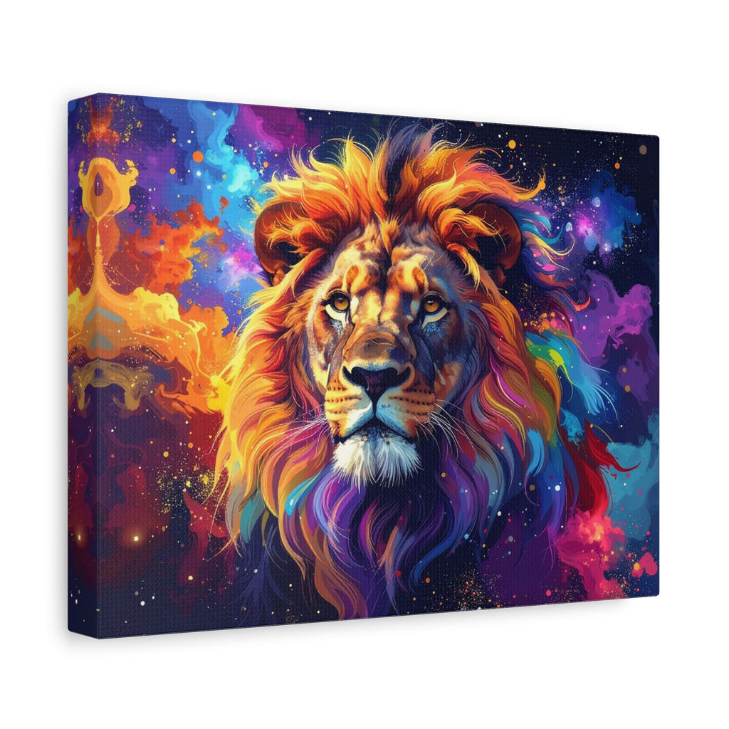 Cosmic Mane: Celestial Lion Portrait, Digital Cosmic Artwork - L’Art Suprême Canvas