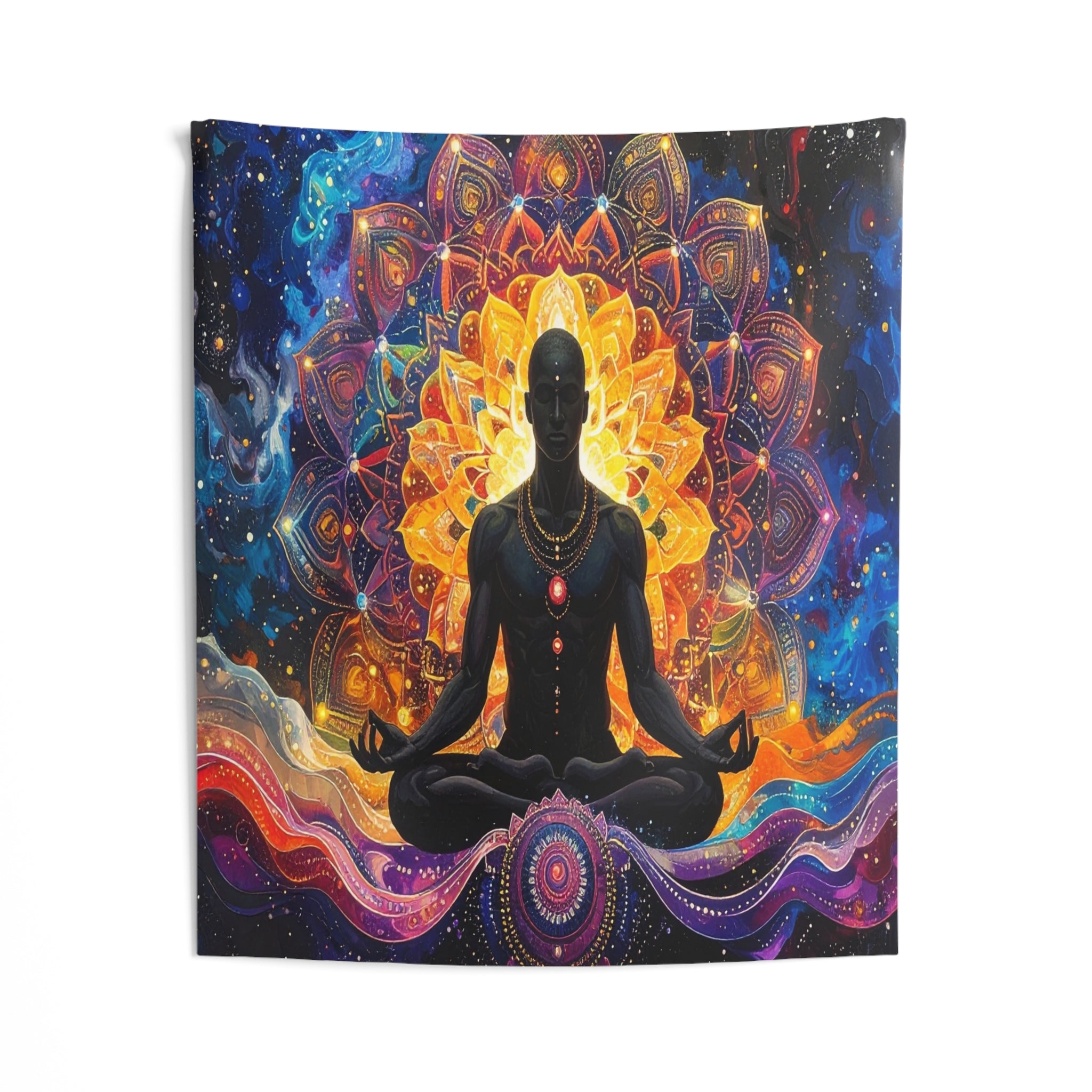 Cosmic Awakening: Meditative Mandala, Spiritual Quantum Visualization - L'Art Tapestry