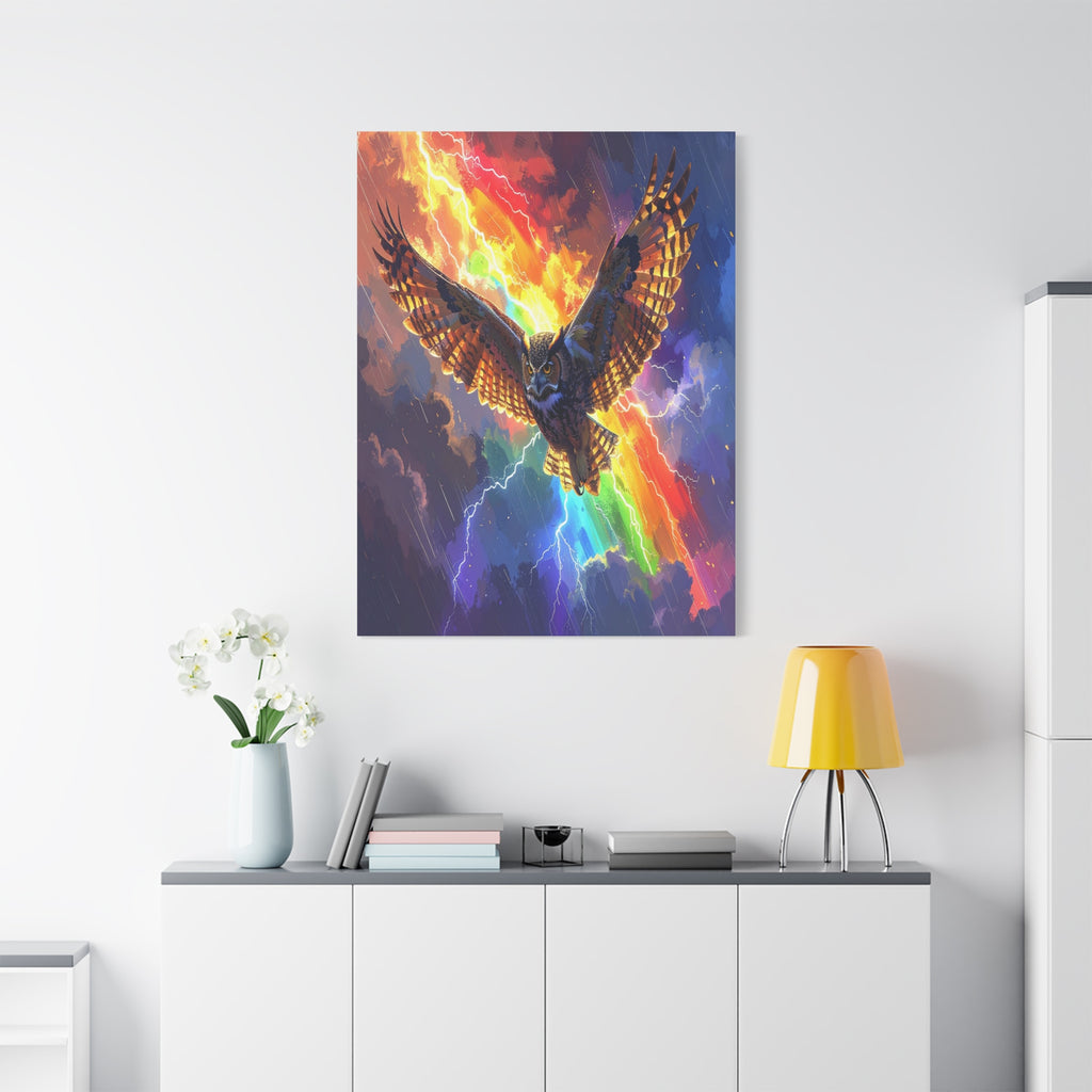 Thunder Spirit: Elemental Owl Ascension, Digital Fantasy Artwork - L’Art Suprême Canvas