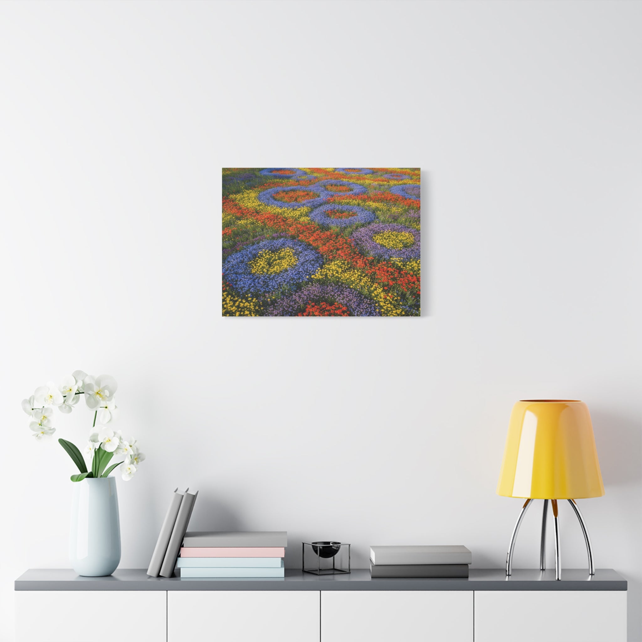 Geometric Garden: Kaleidoscopic Floral Landscape, Vibrant Botanical Patterns - L’Art Suprême Canvas