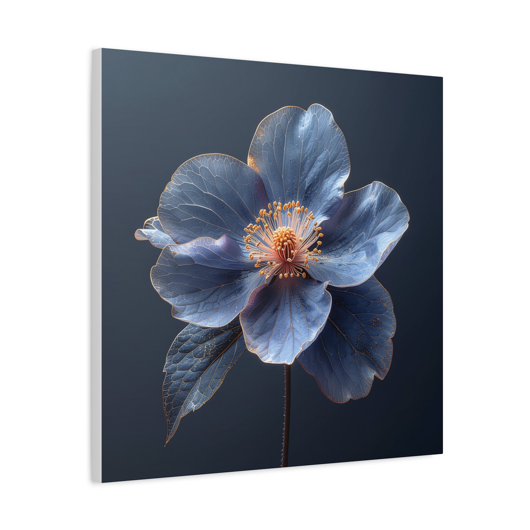 Ethereal Blue: Macro Botanical Photography, Delicate Floral Veins - L’Art Suprême Canvas