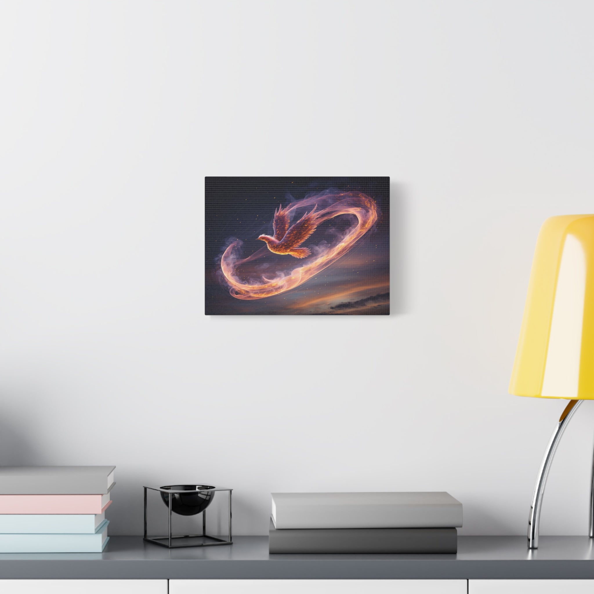 Phoenix of Rebirth: Mythical Fire Bird Digital Painting, Fantasy Flame Creature Artwork - L’Art Suprême Canvas
