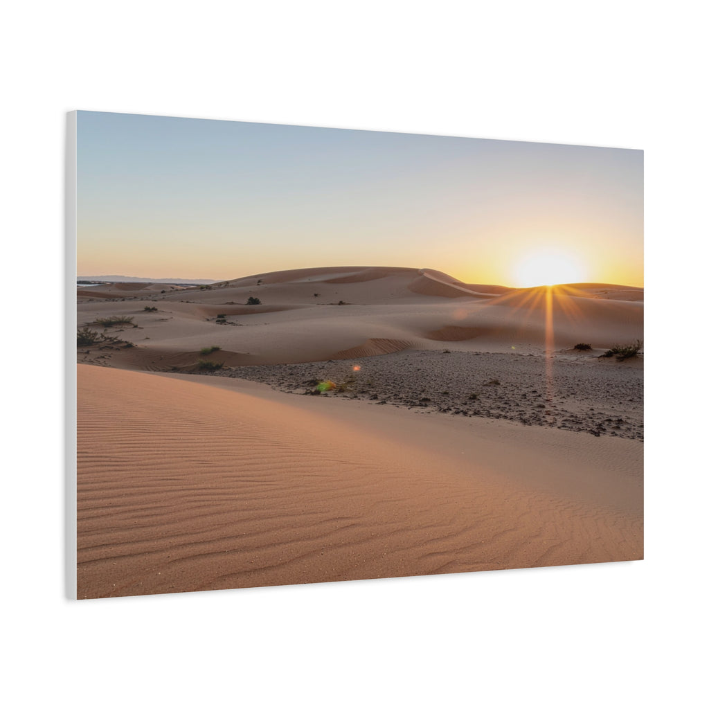 Daybreak in the Desert: Golden Sands at Sunrise, Arid Landscape Panorama - L’Art Suprême Canvas